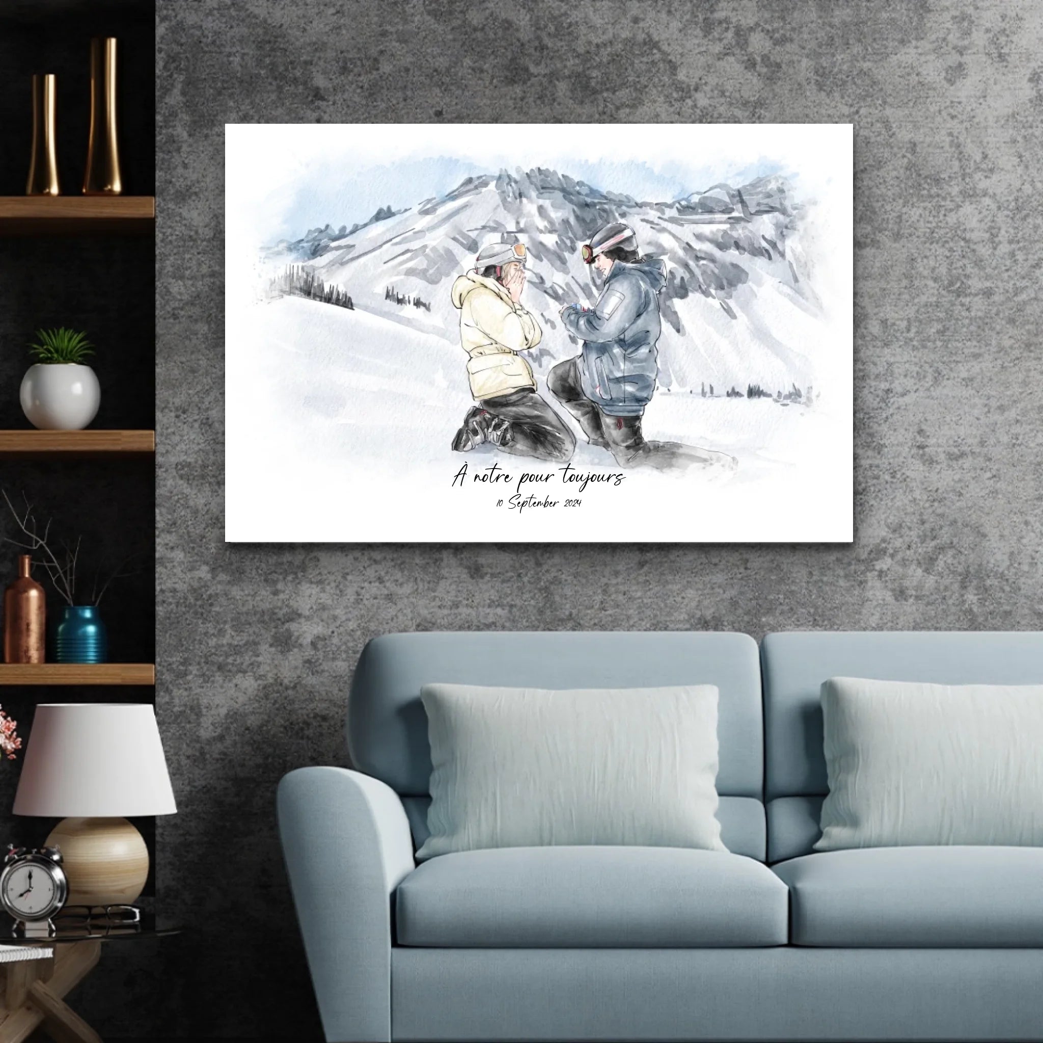 Toile personnalisée – Portrait aquarelle à partir d’une photo