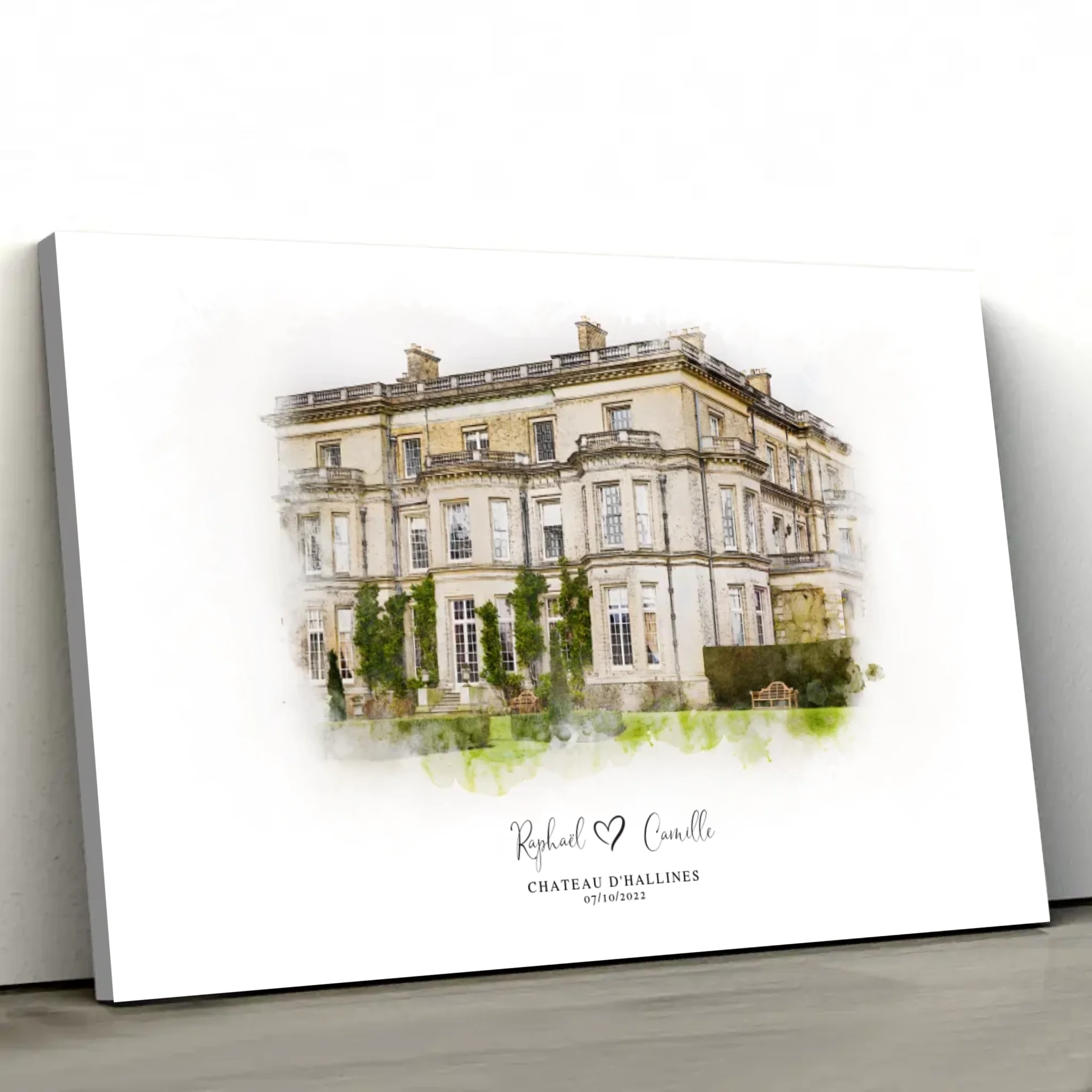 Toile personnalisée – Croquis du lieu de mariage