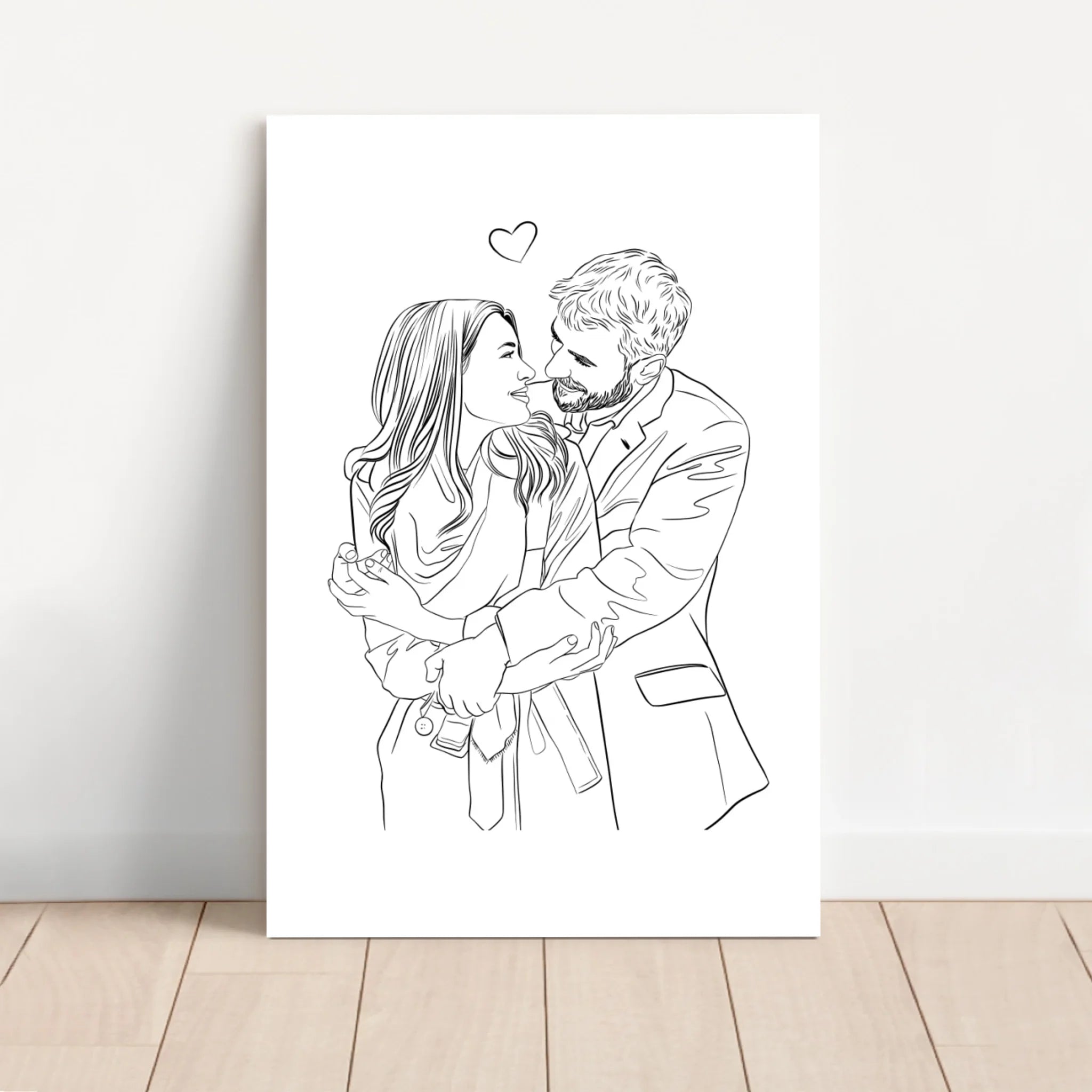 Toile personnalisée – Dessin line art de couple