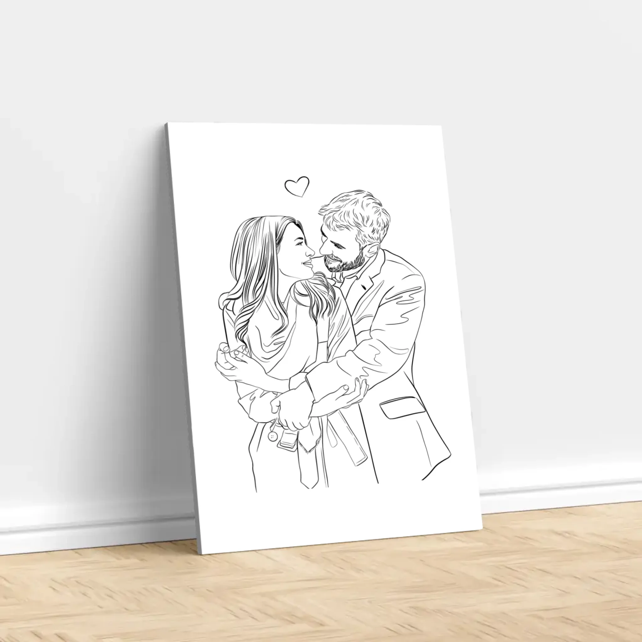 Toile personnalisée – Dessin line art de couple