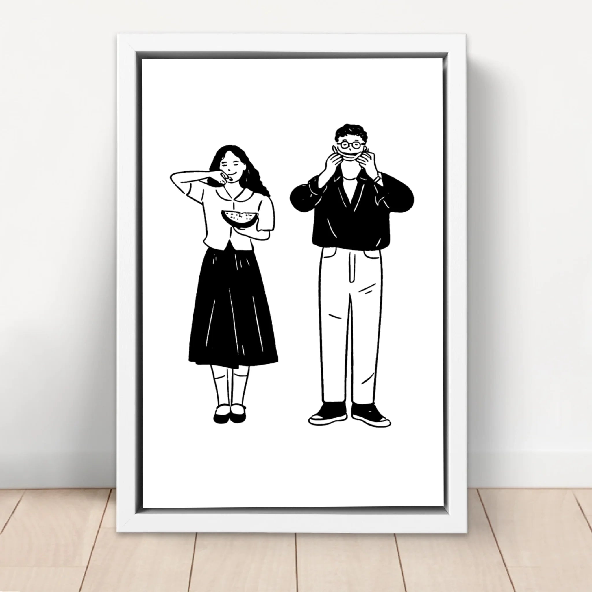 Toile personnalisée – Portrait minimaliste en line art à partir d'une photo