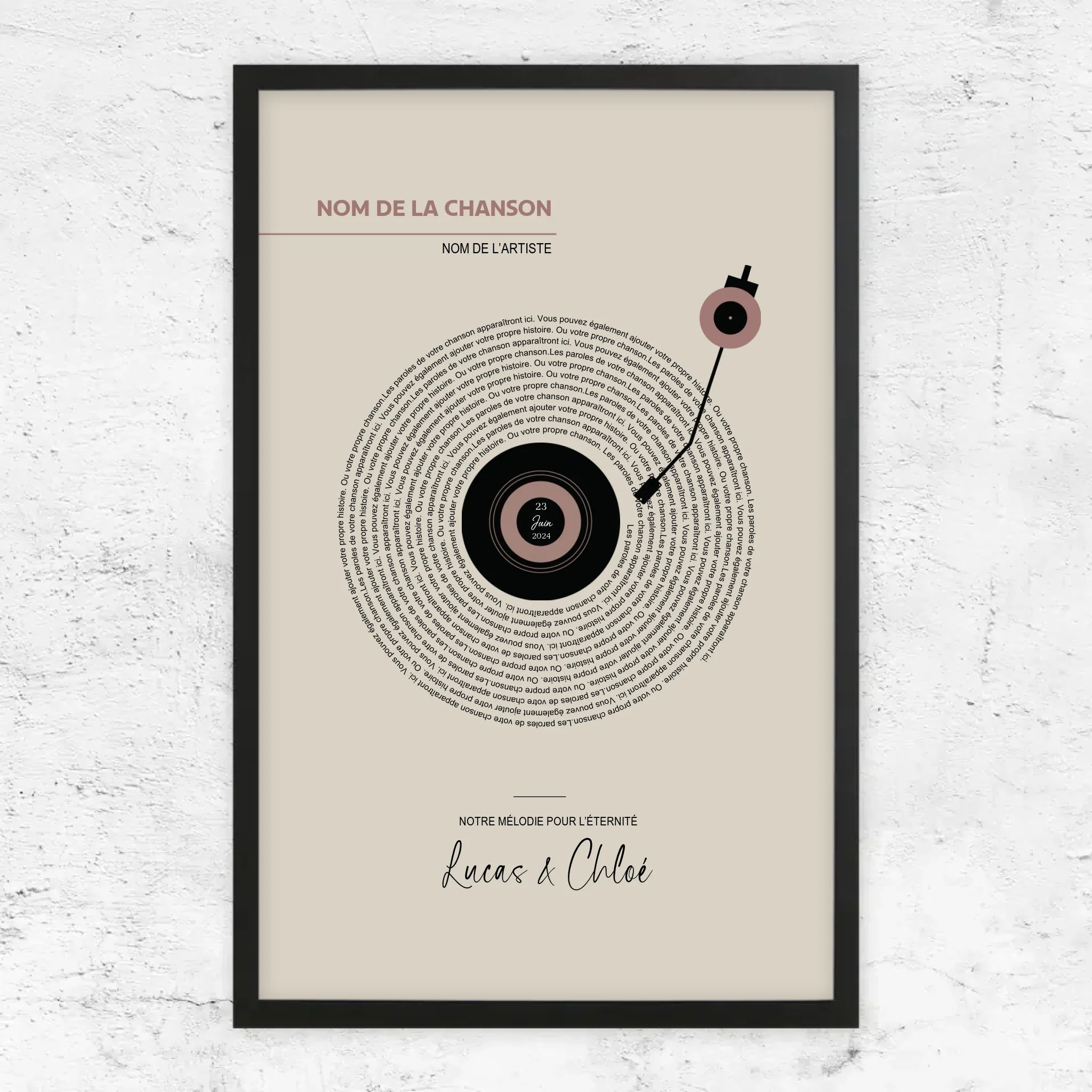 Poster personnalisé – Paroles de chansons vinyle rétro