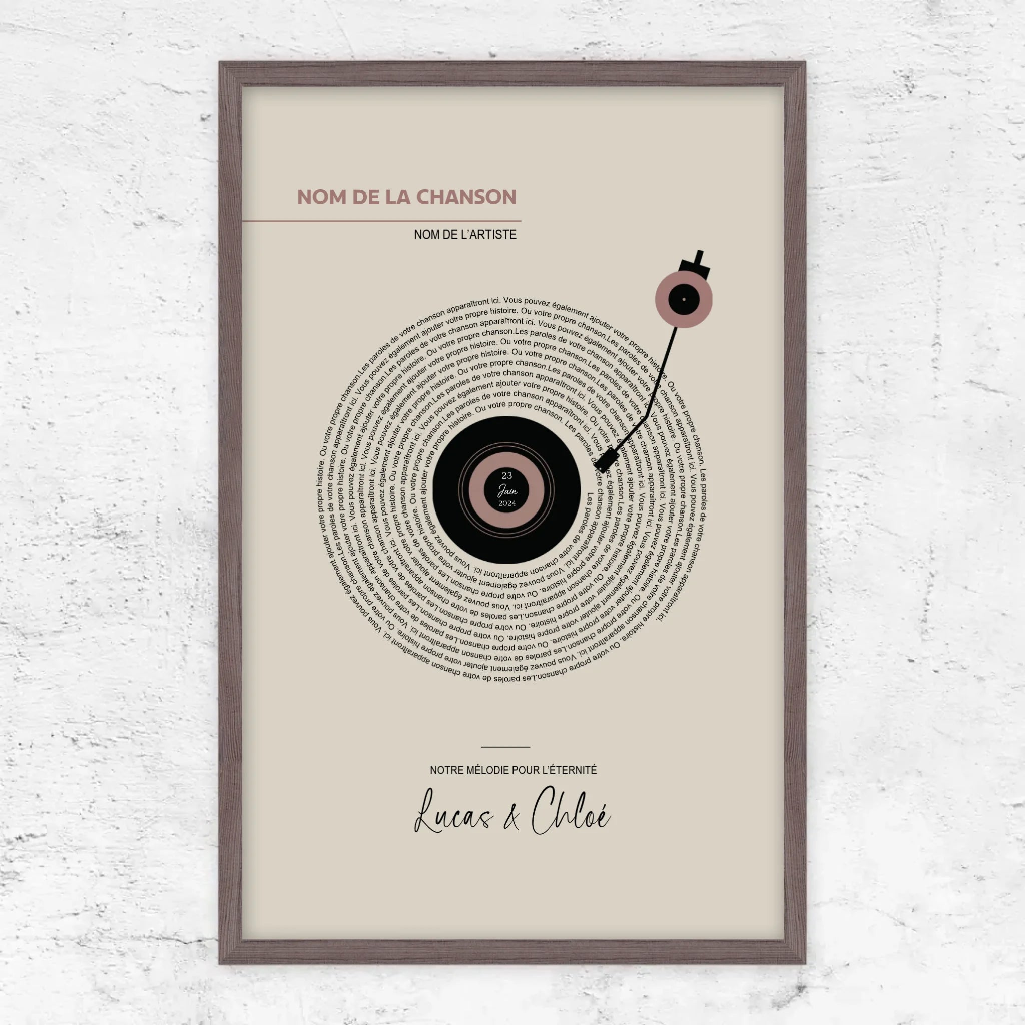 Poster personnalisé – Paroles de chansons vinyle rétro