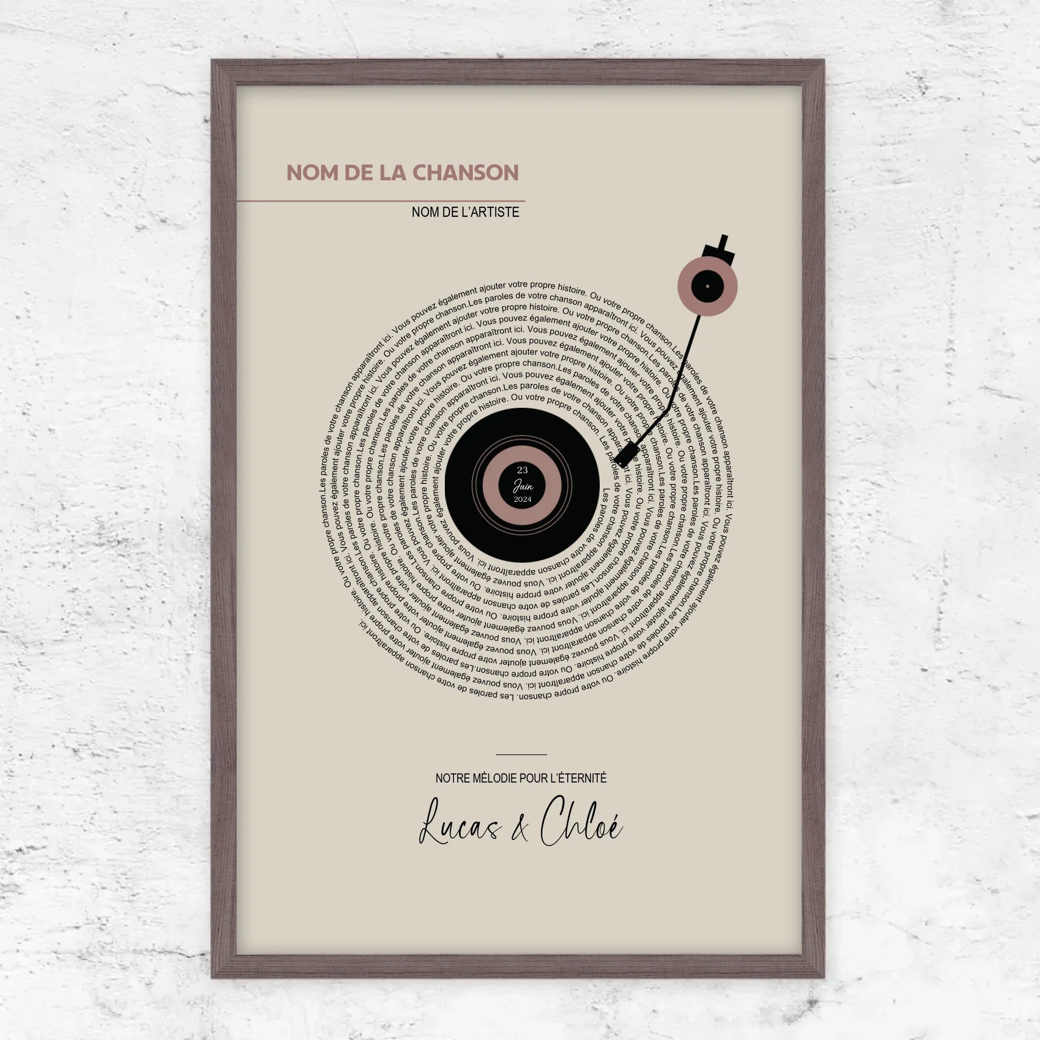 Poster personnalisé – Paroles de chansons vinyle rétro