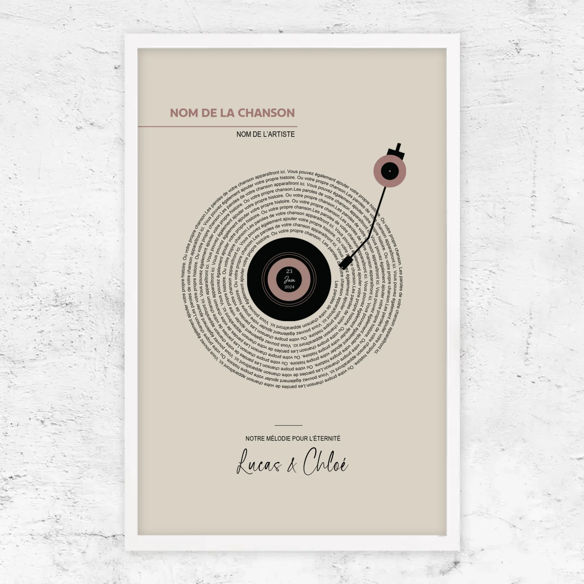Poster personnalisé – Paroles de chansons vinyle rétro