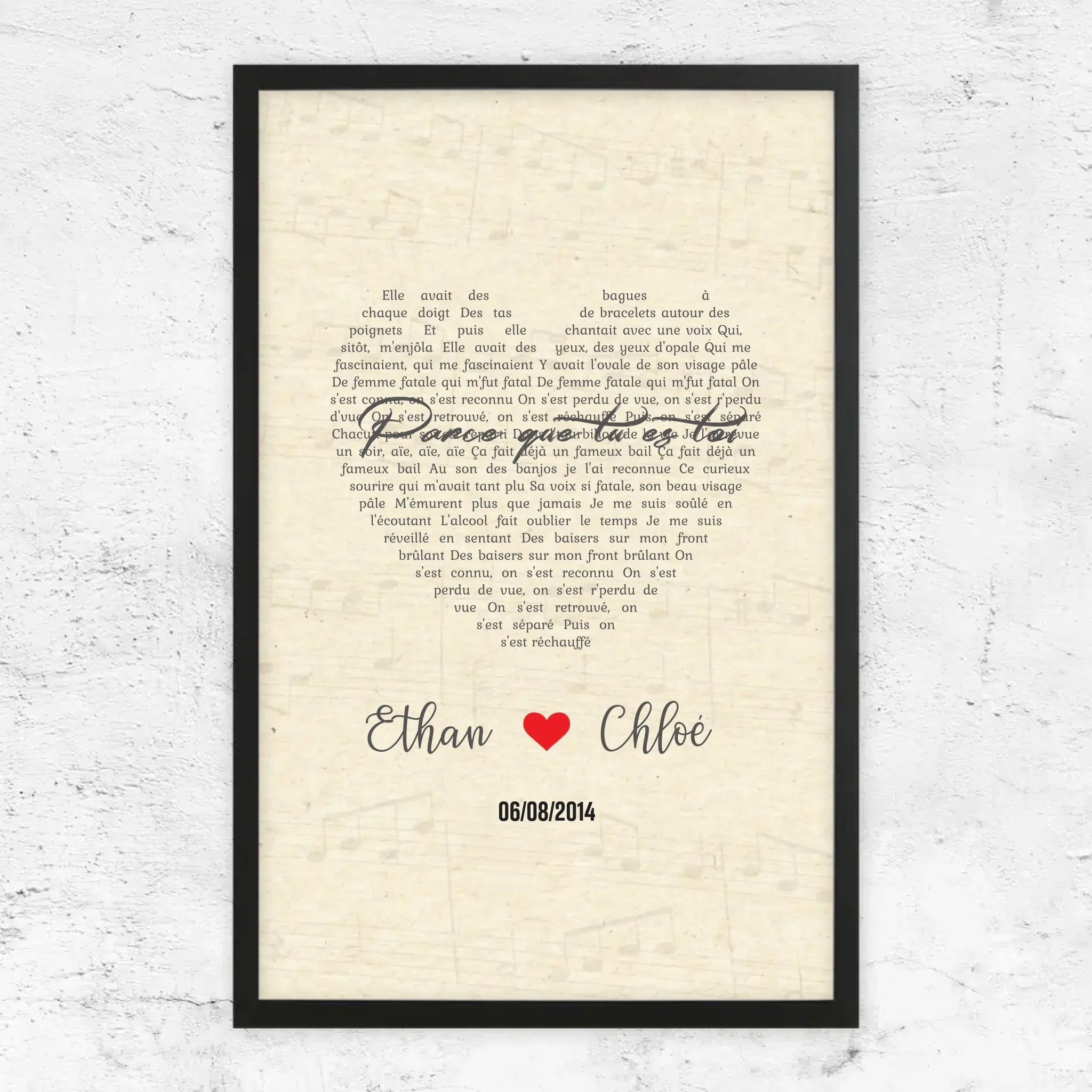 Poster personnalisé – Chanson personnalisée en forme de cœur-verticale