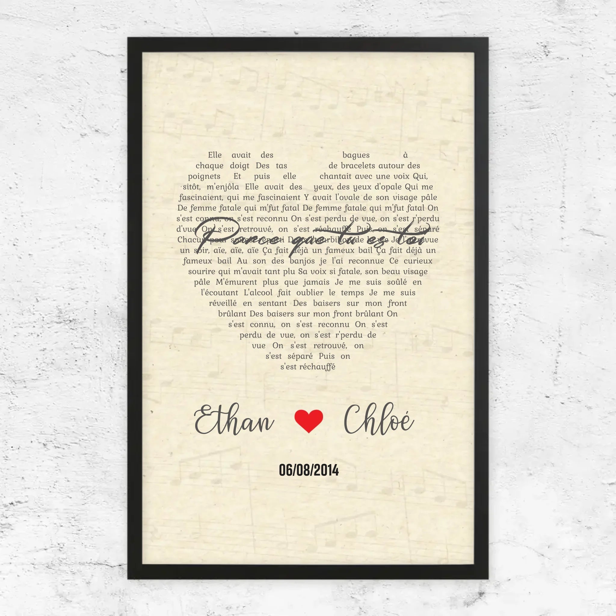 Poster personnalisé – Chanson personnalisée en forme de cœur-verticale