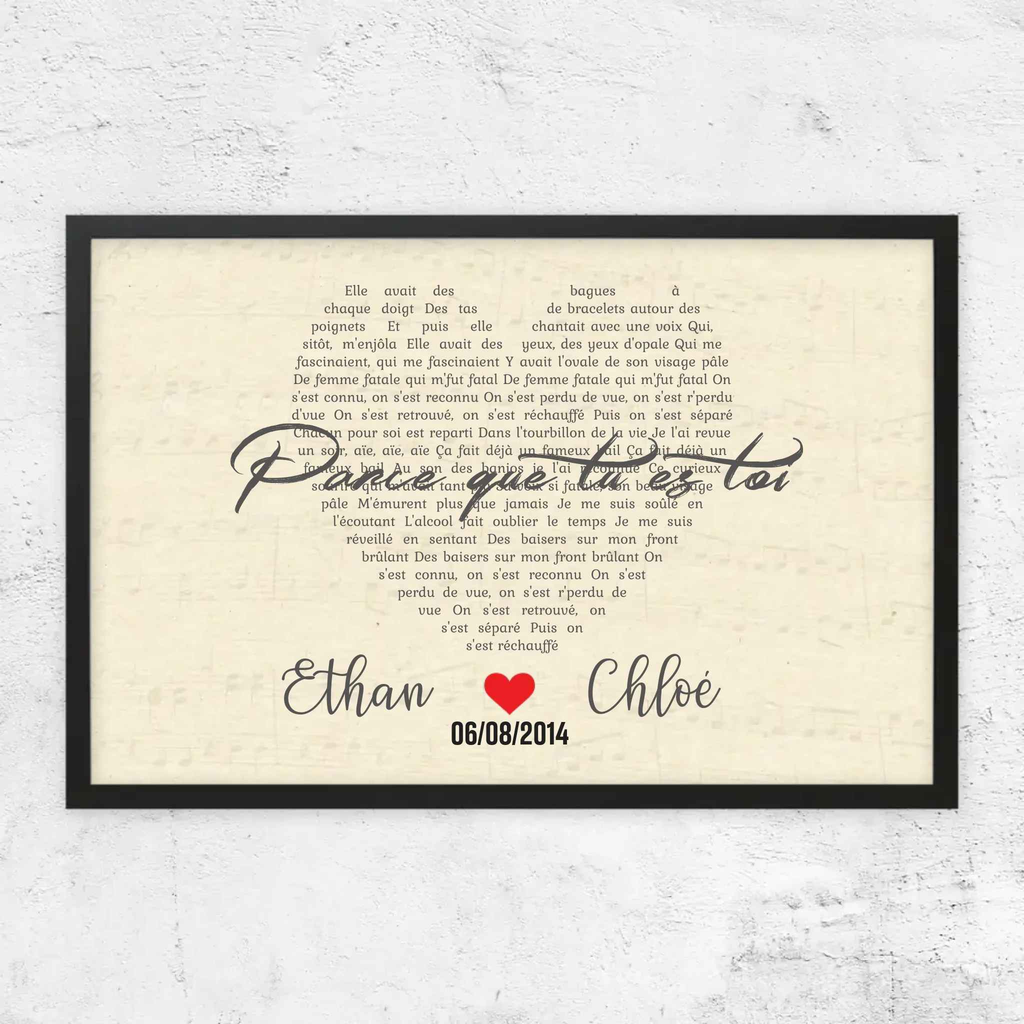 Poster personnalisé – Chanson personnalisée en forme de cœur