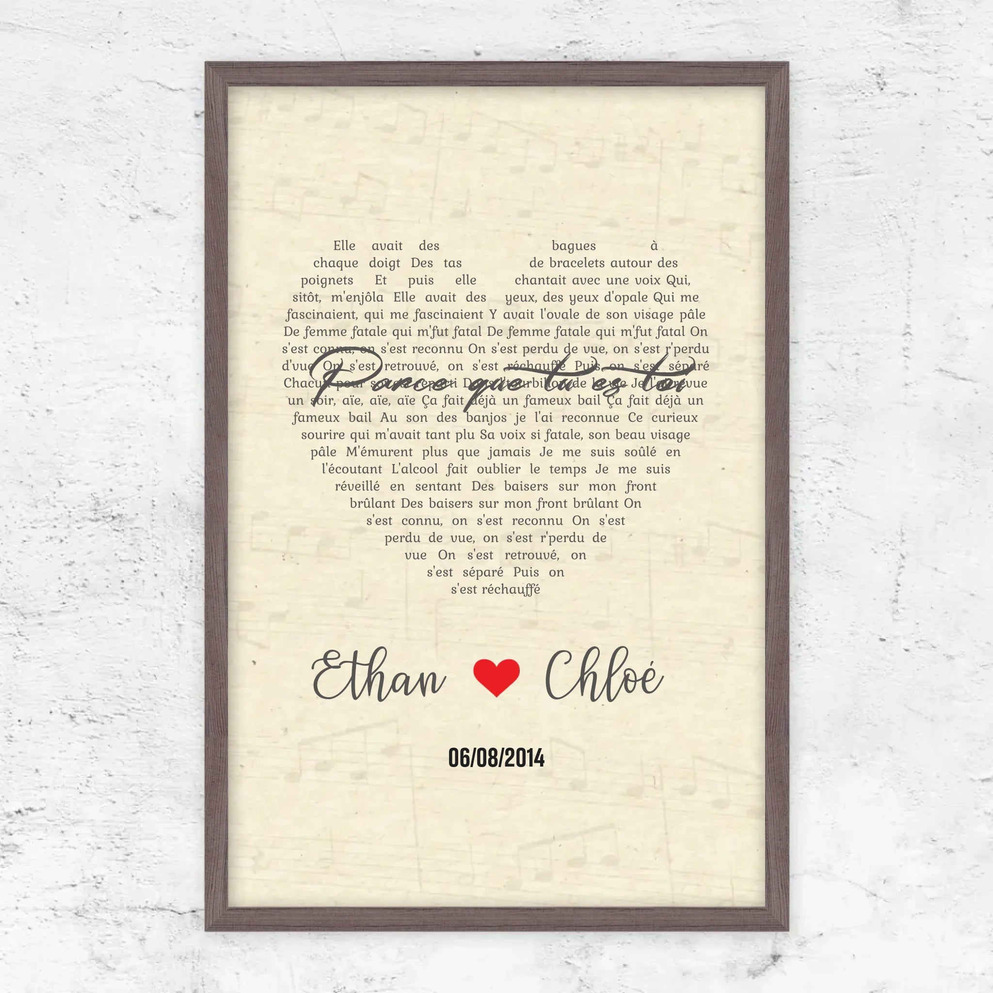 Poster personnalisé – Chanson personnalisée en forme de cœur-verticale