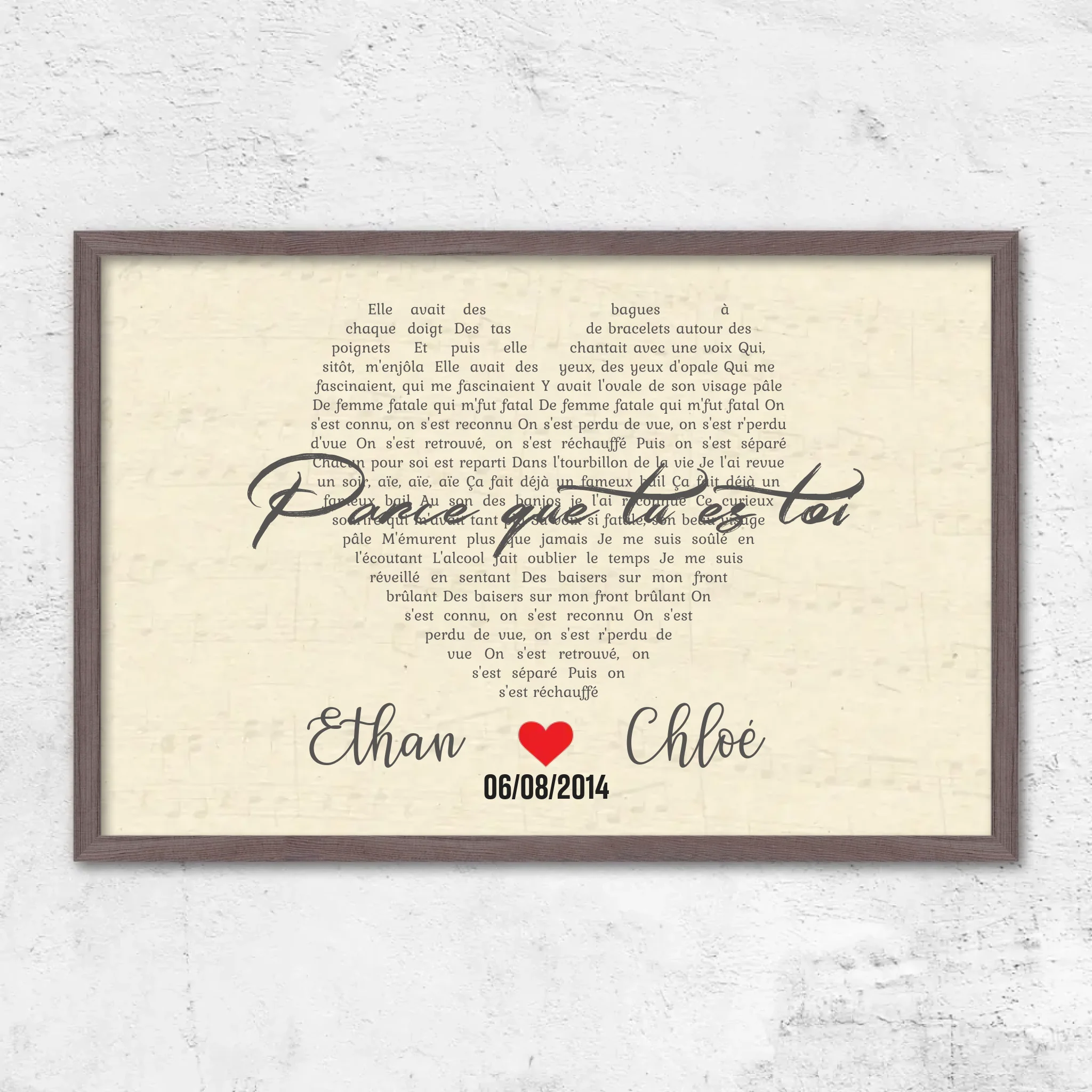 Poster personnalisé – Chanson personnalisée en forme de cœur