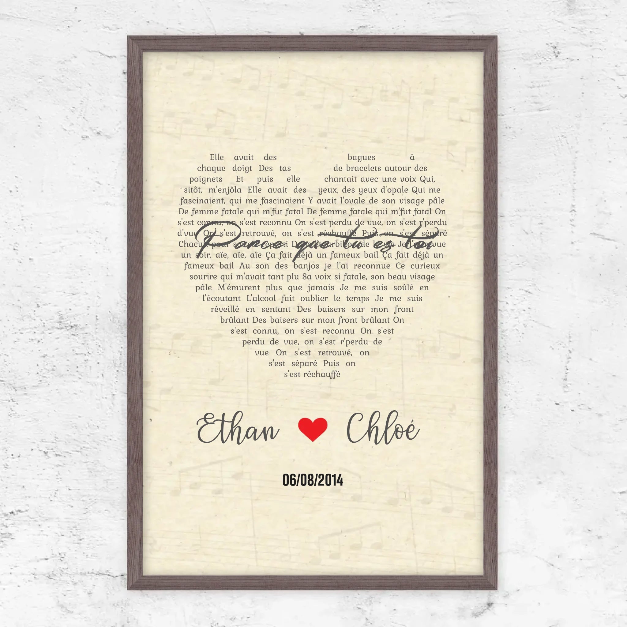 Poster personnalisé – Chanson personnalisée en forme de cœur-verticale
