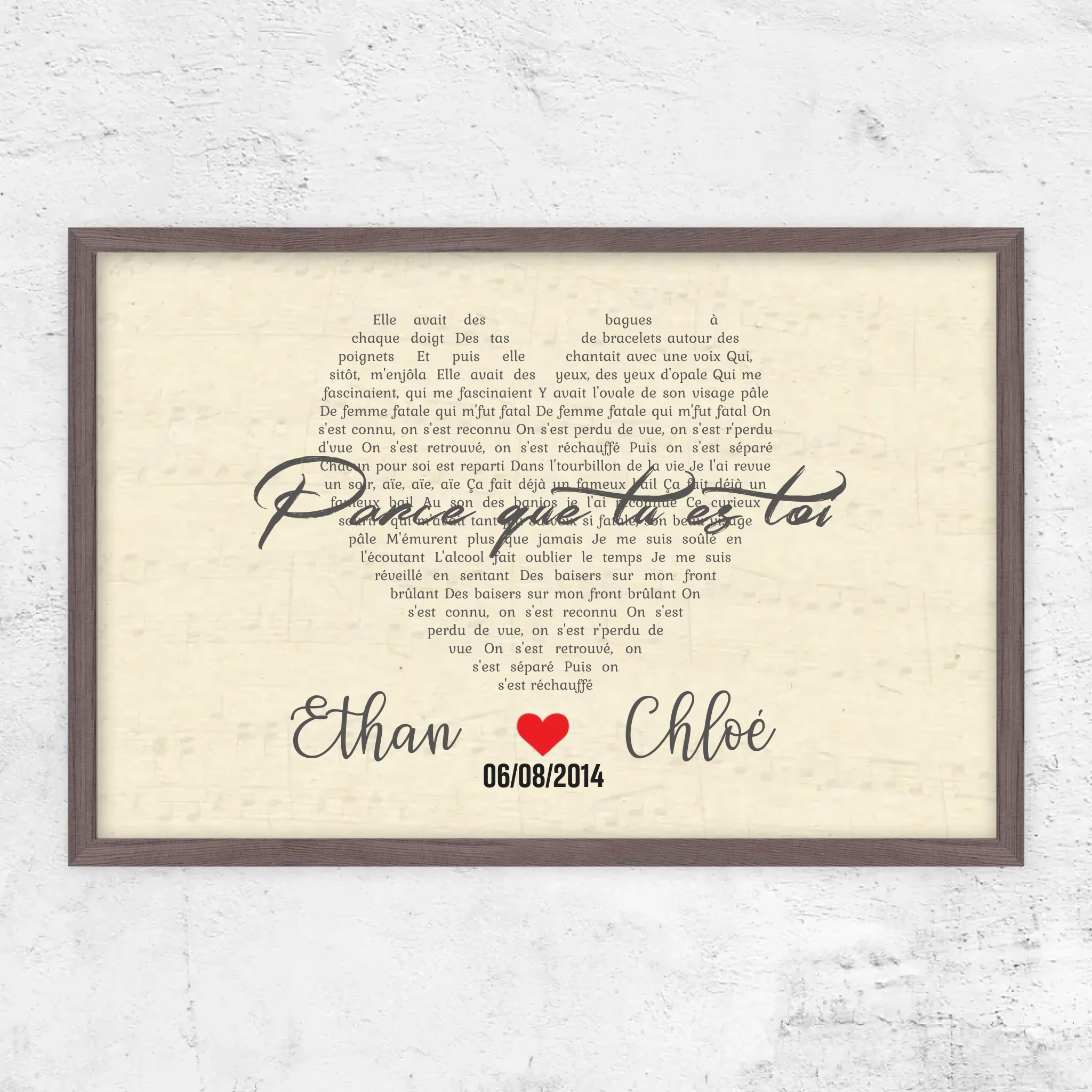 Poster personnalisé – Chanson personnalisée en forme de cœur