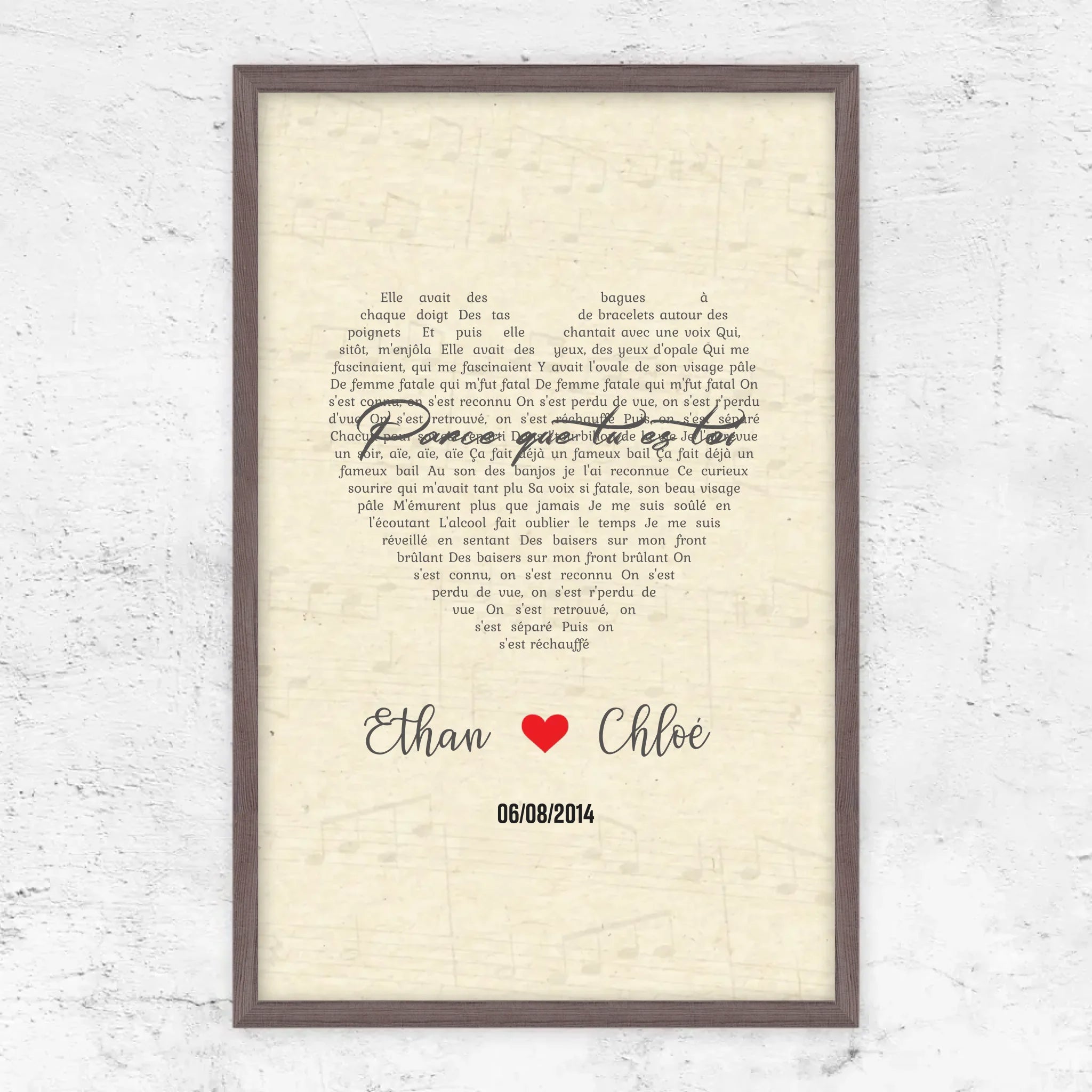 Poster personnalisé – Chanson personnalisée en forme de cœur-verticale