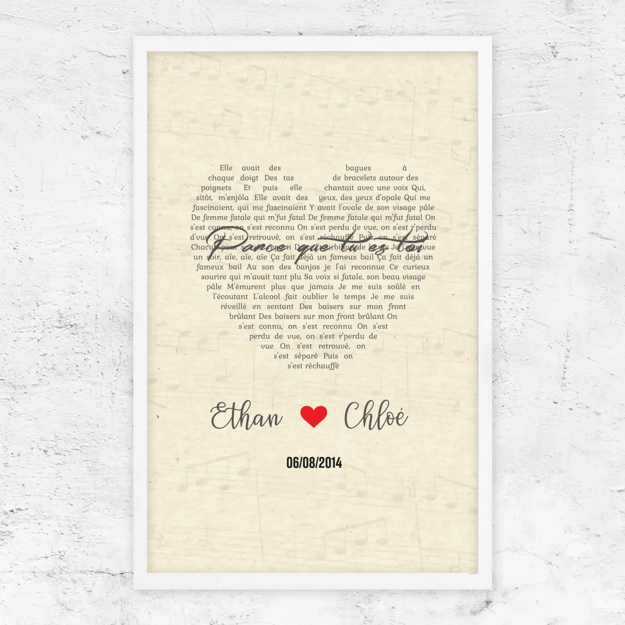 Poster personnalisé – Chanson personnalisée en forme de cœur-verticale