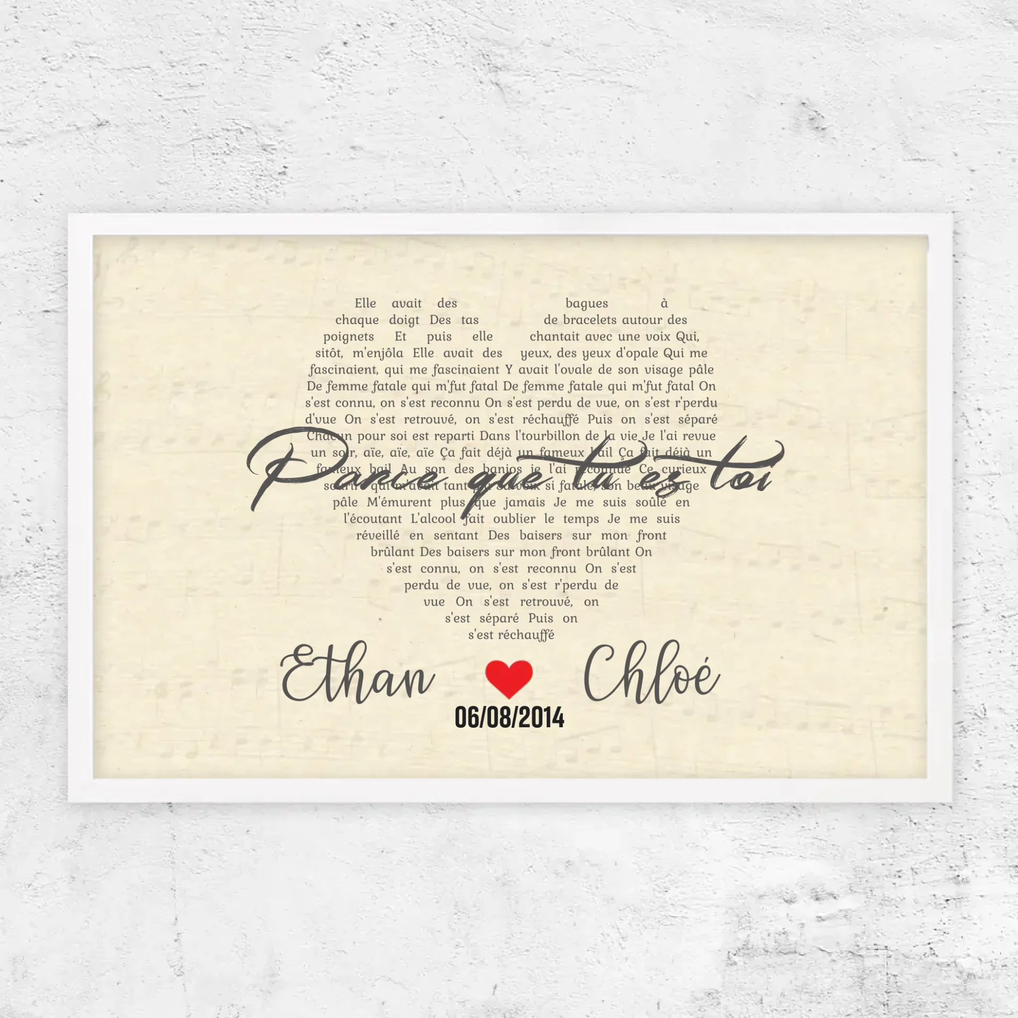 Poster personnalisé – Chanson personnalisée en forme de cœur