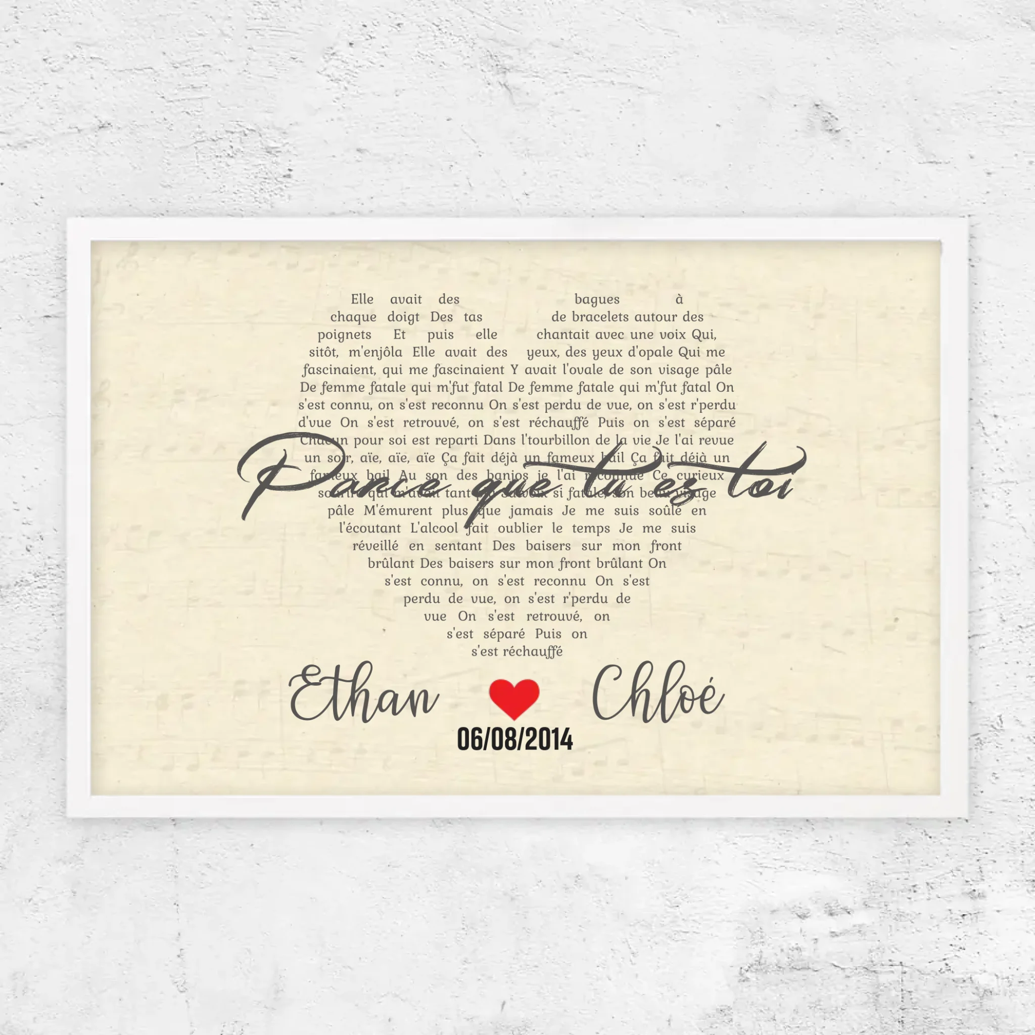 Poster personnalisé – Chanson personnalisée en forme de cœur
