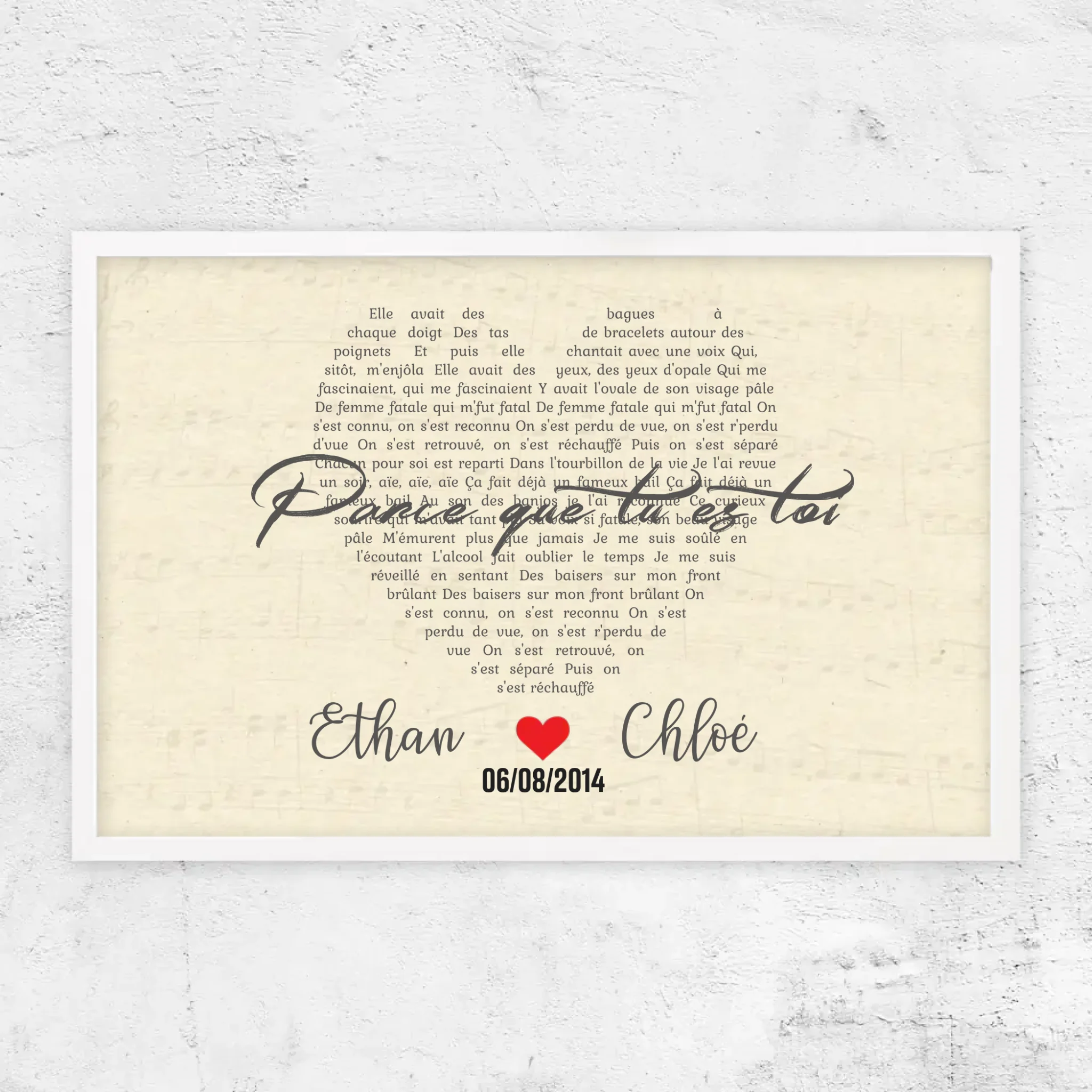 Poster personnalisé – Chanson personnalisée en forme de cœur