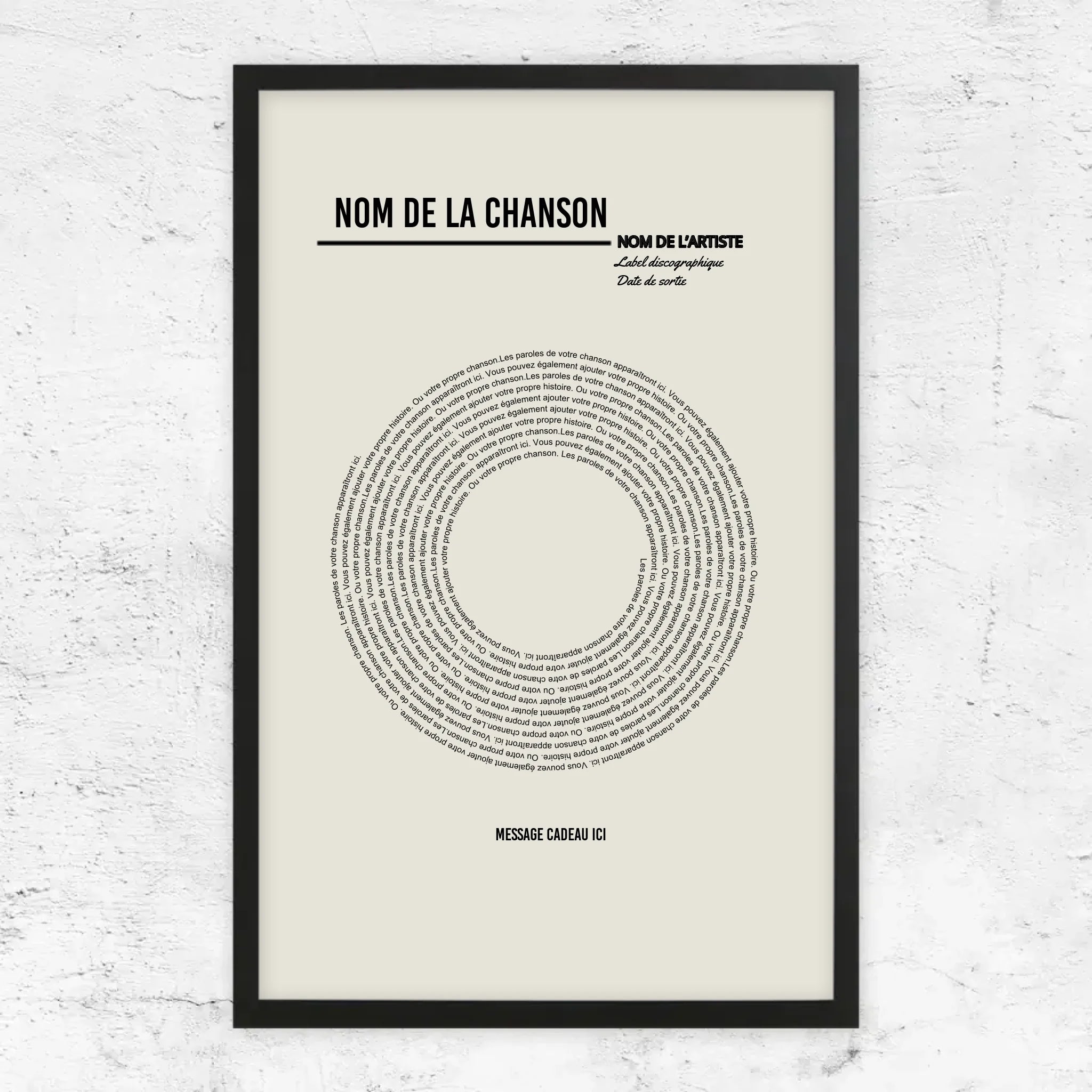 Poster personnalisé – Affiche vinyle personnalisée avec paroles