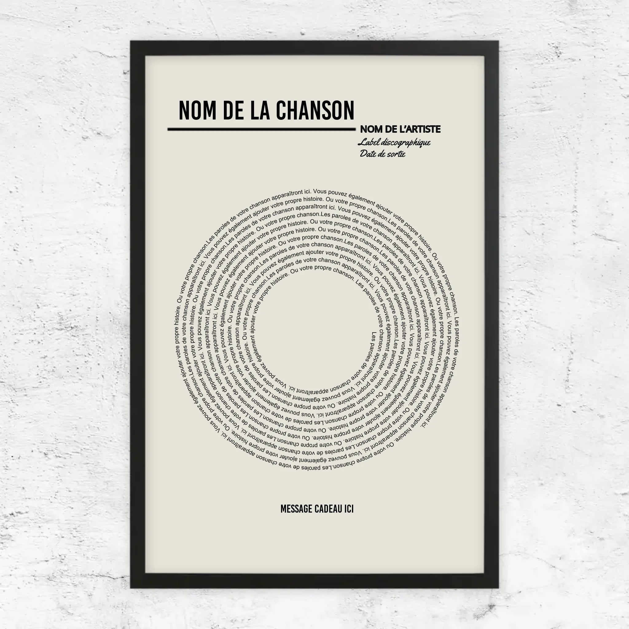 Poster personnalisé – Affiche vinyle personnalisée avec paroles