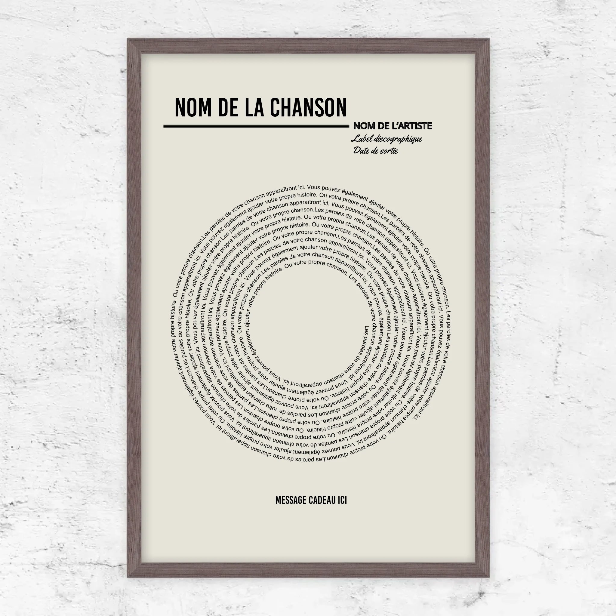 Poster personnalisé – Affiche vinyle personnalisée avec paroles