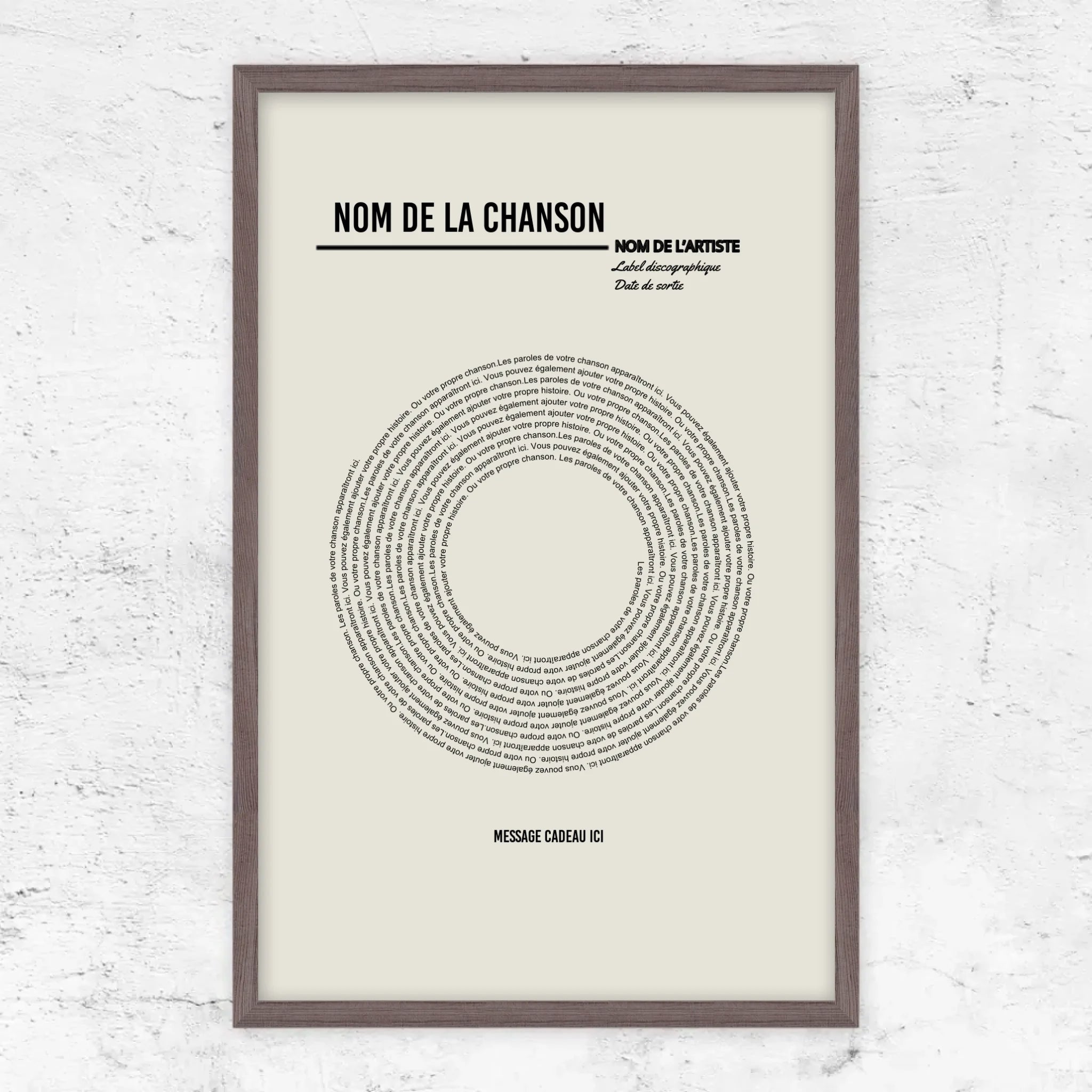 Poster personnalisé – Affiche vinyle personnalisée avec paroles