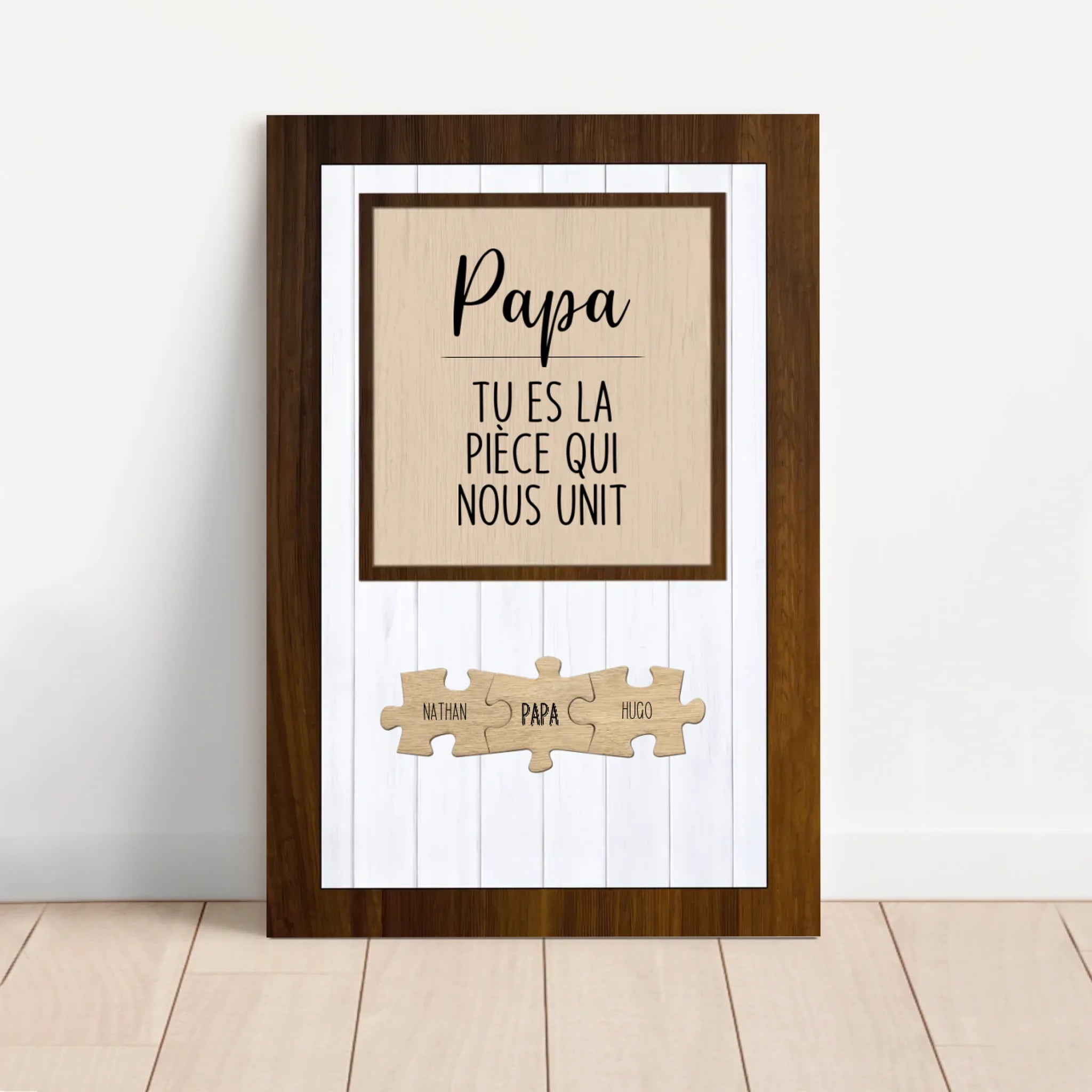Toile personnalisée – Papa, tu es la pièce du puzzle qui nous unit
