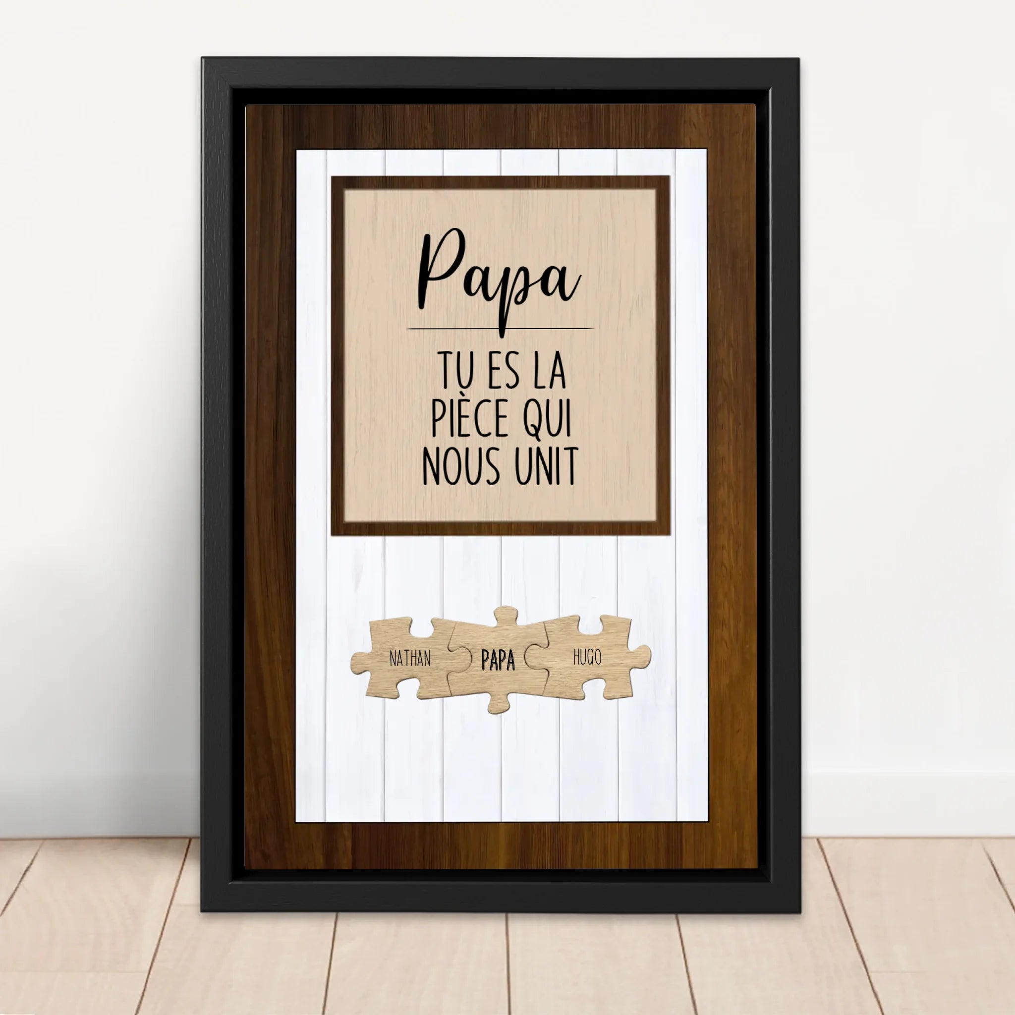 Toile personnalisée – Papa, tu es la pièce du puzzle qui nous unit
