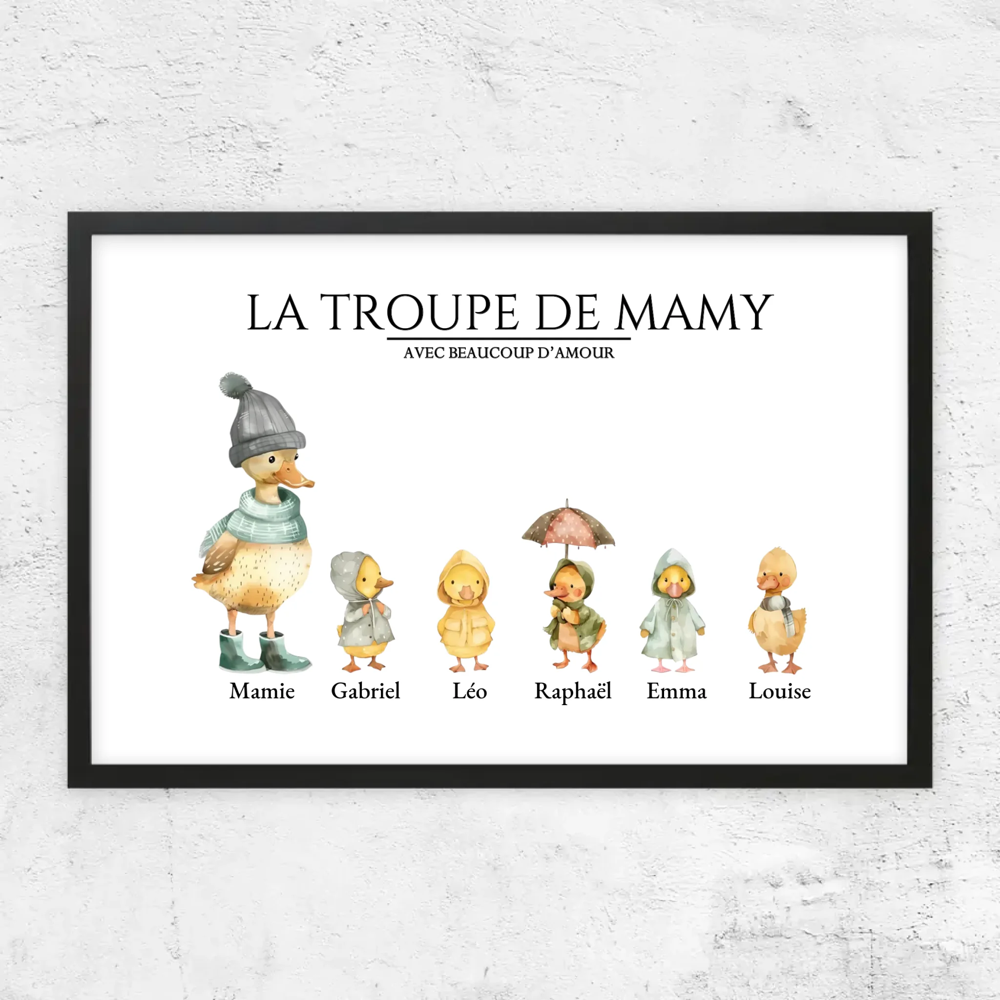 Poster personnalisé – Le troupeau de Mamie avec des flaques d’amour