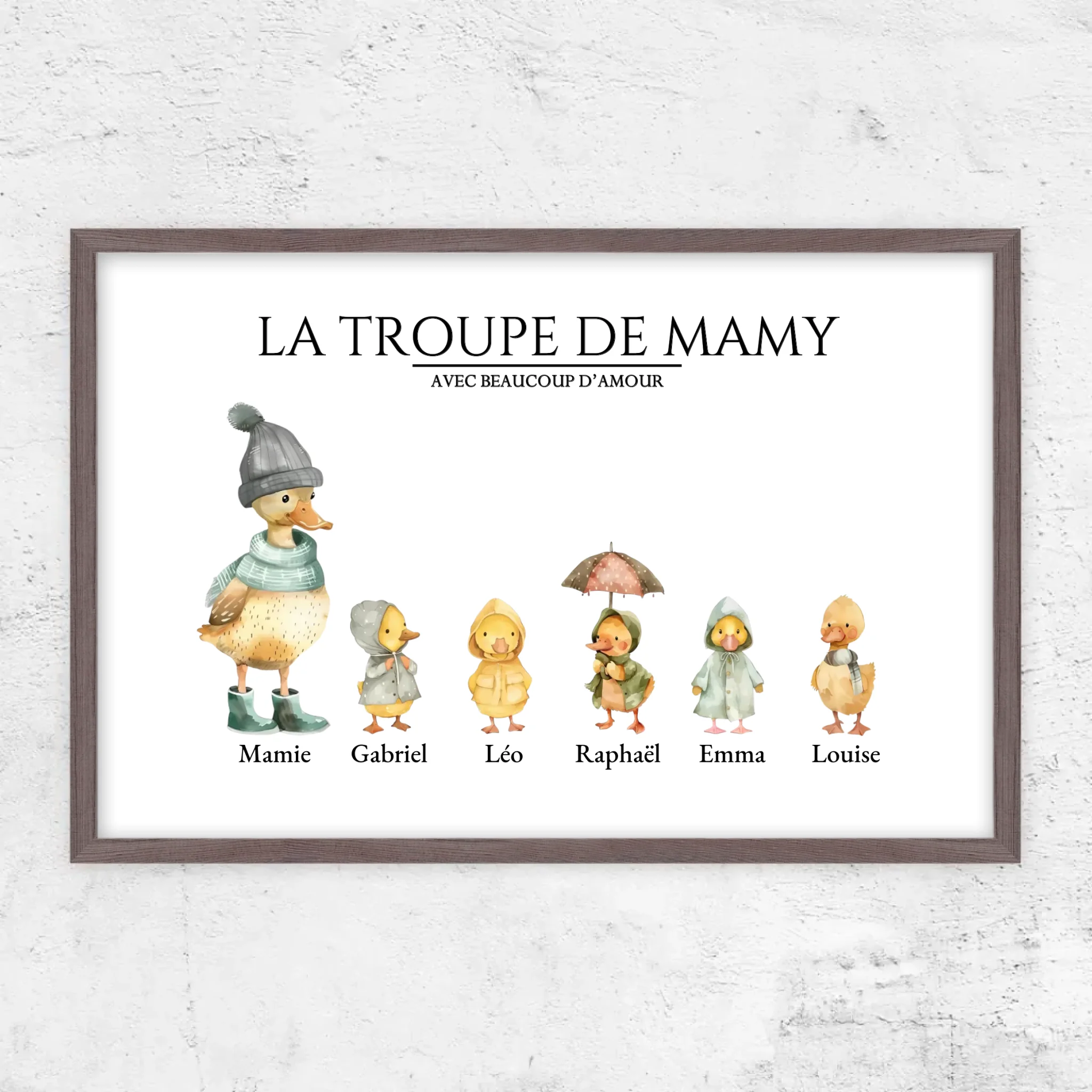 Poster personnalisé – Le troupeau de Mamie avec des flaques d’amour