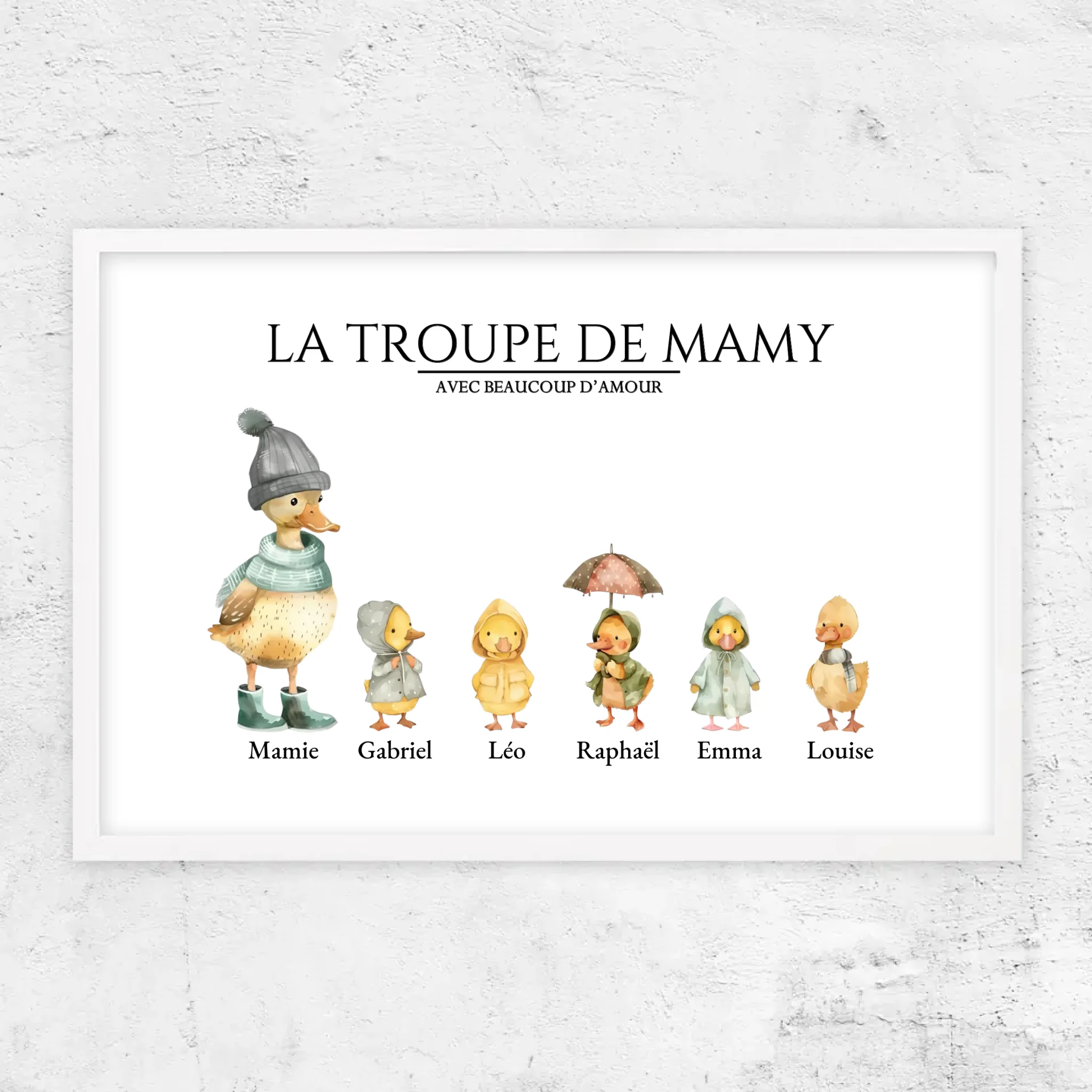 Poster personnalisé – Le troupeau de Mamie avec des flaques d’amour