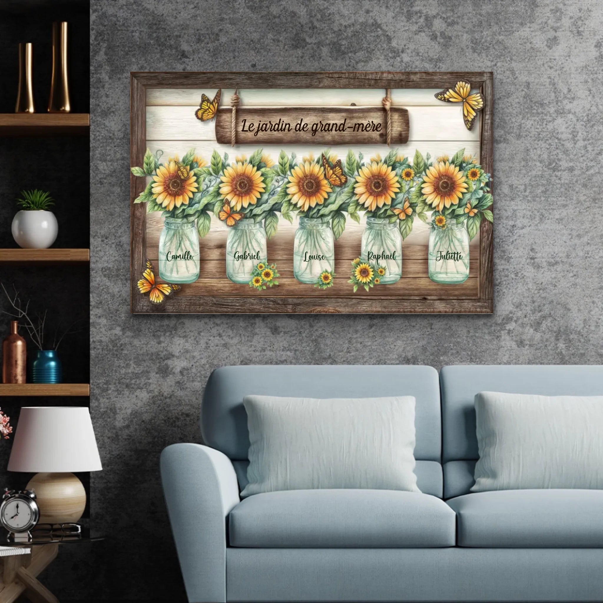 Toile personnalisée – Le jardin de tournesols de mamie