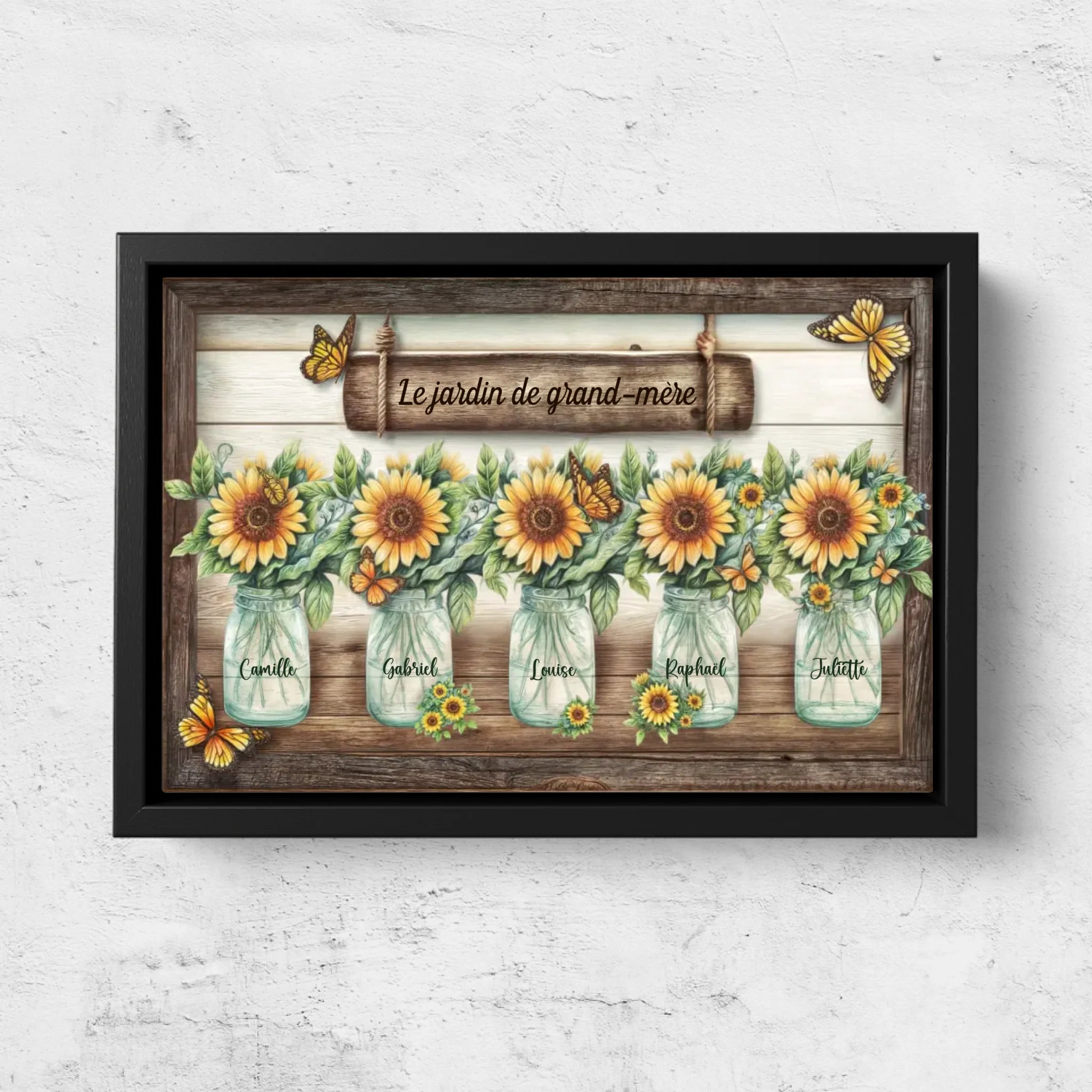 Toile personnalisée – Le jardin de tournesols de mamie