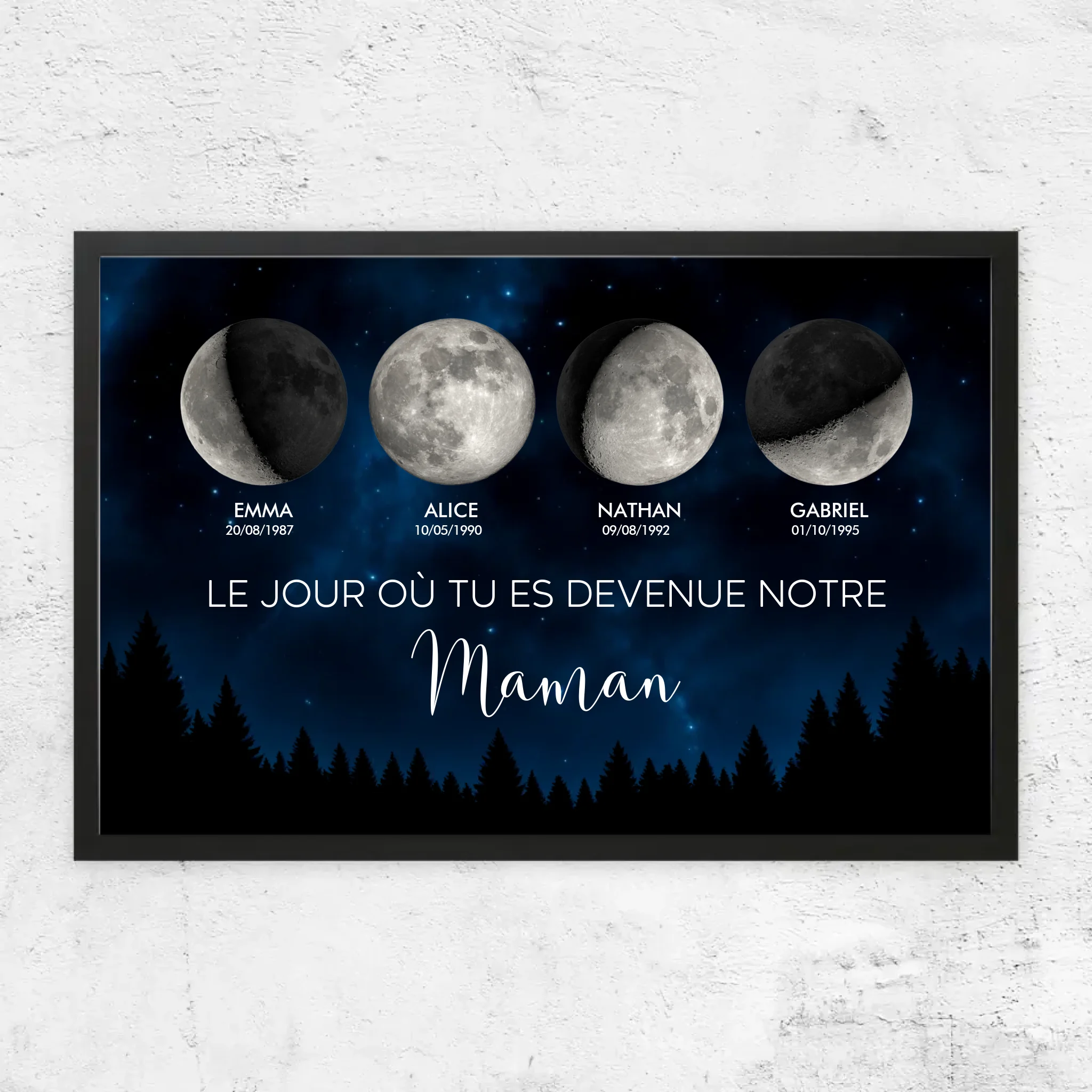 Poster personnalisé – Phase de lune - Les jours où tu es devenue notre maman