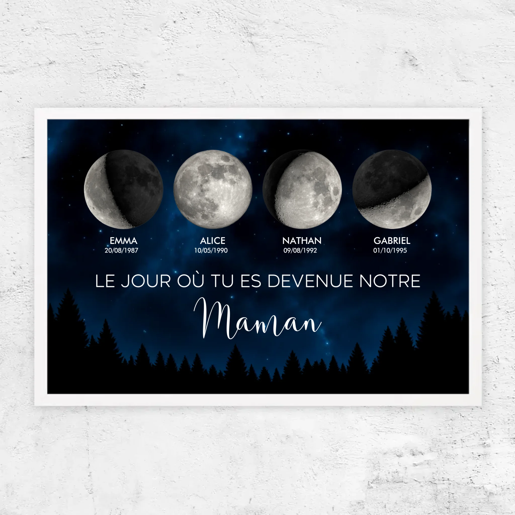 Poster personnalisé – Phase de lune - Les jours où tu es devenue notre maman