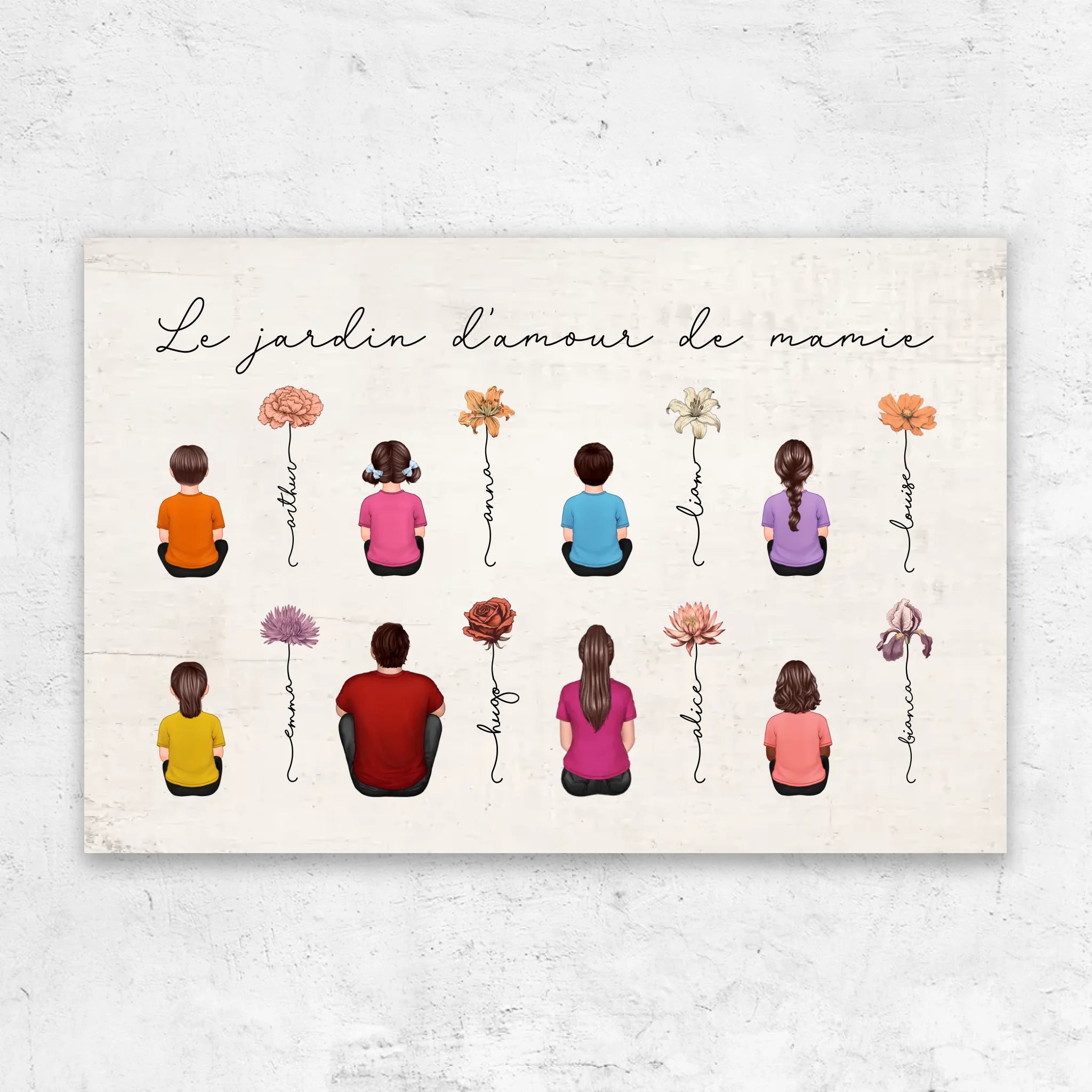 Toile personnalisée – Jardin vintage des fleurs de mois de naissance