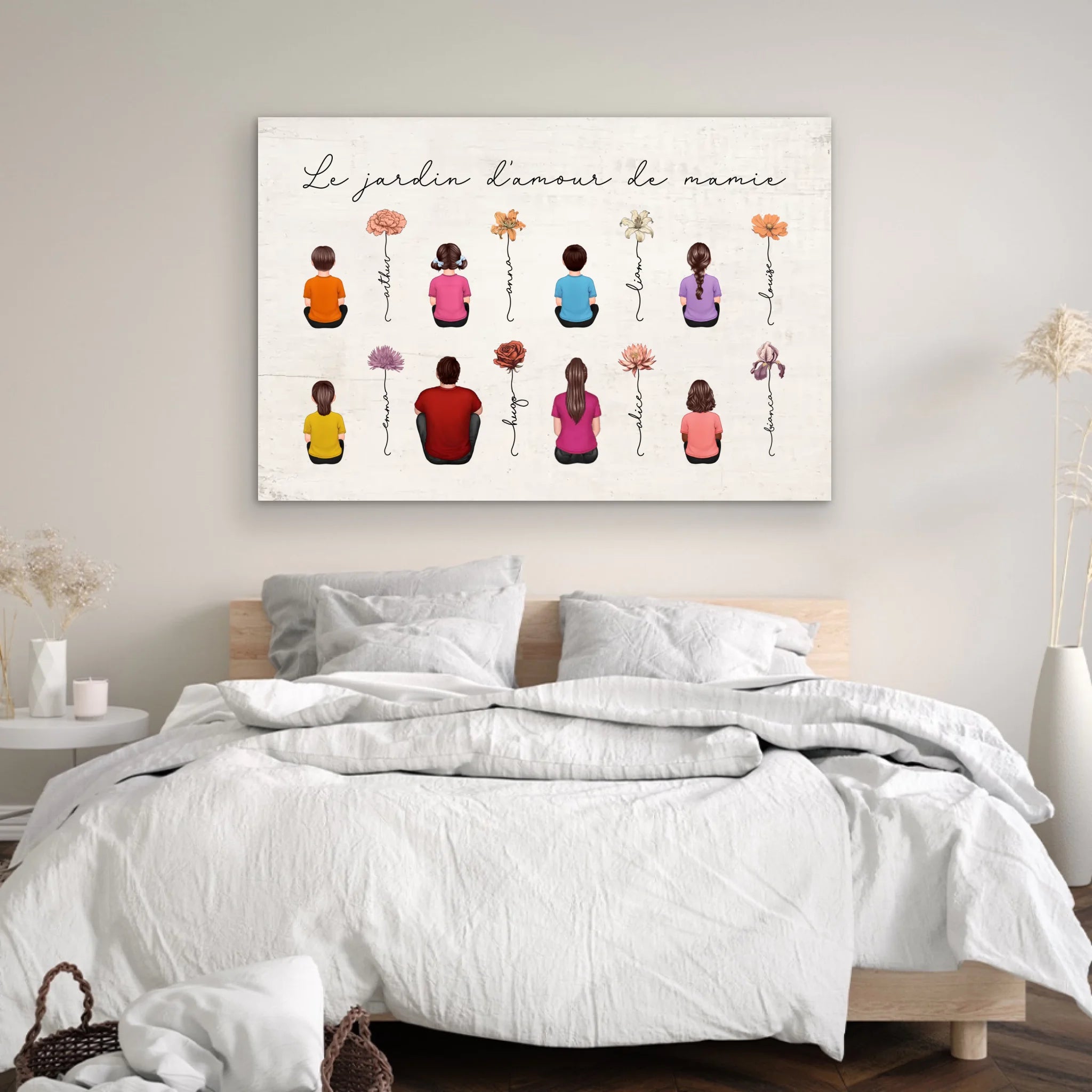 Toile personnalisée – Jardin vintage des fleurs de mois de naissance