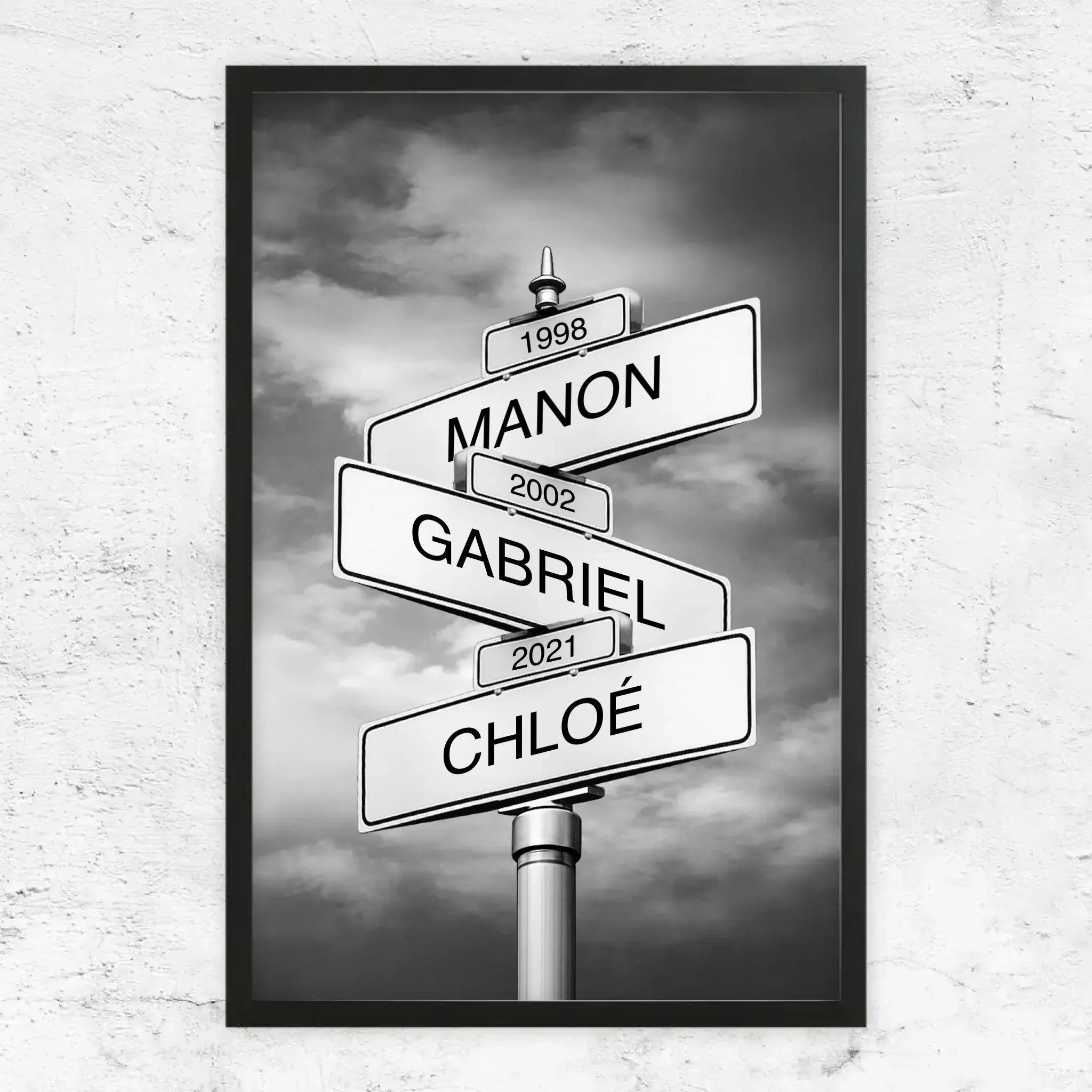 Poster personnalisé – Panneau de rue avec nom de famille et date