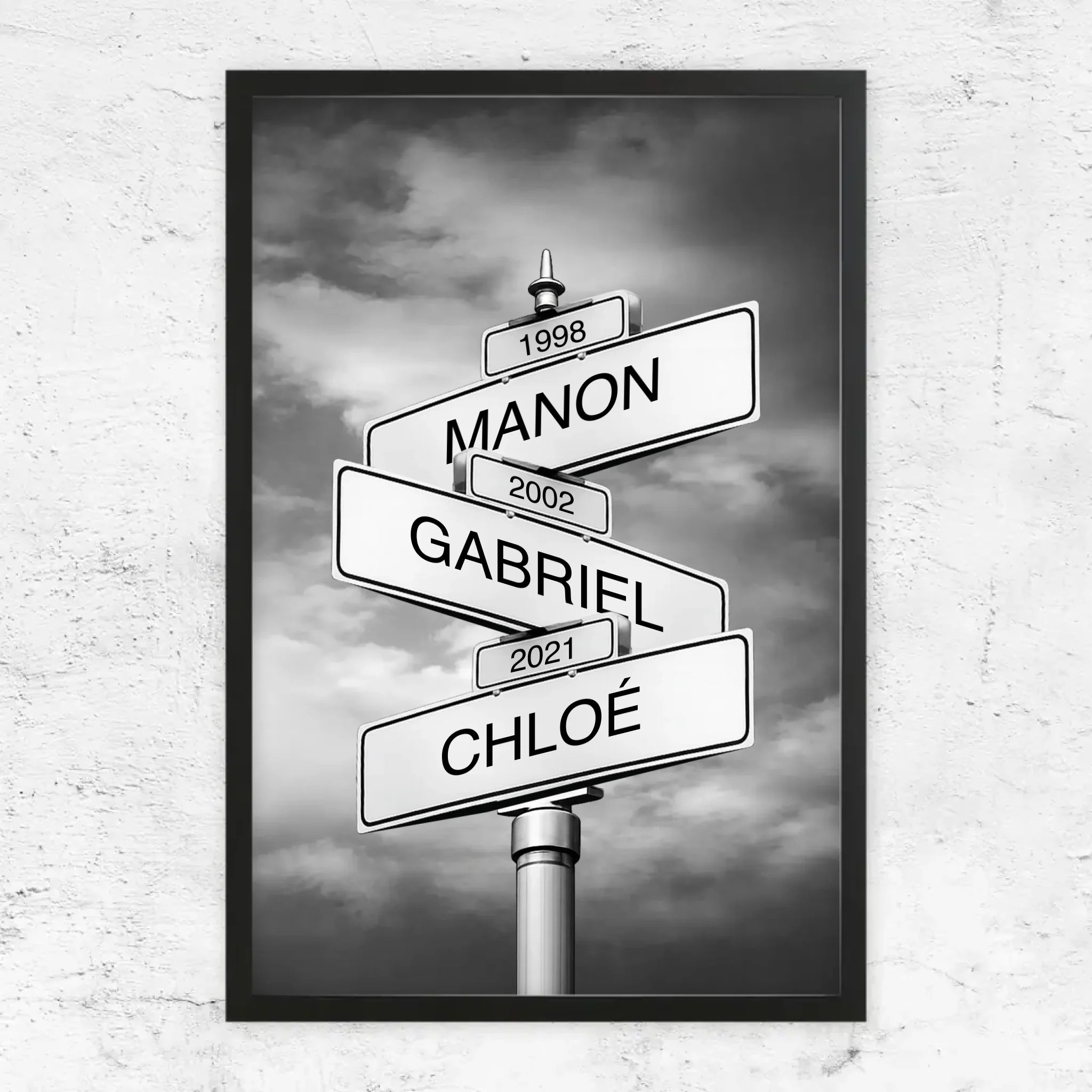 Poster personnalisé – Panneau de rue avec nom de famille et date