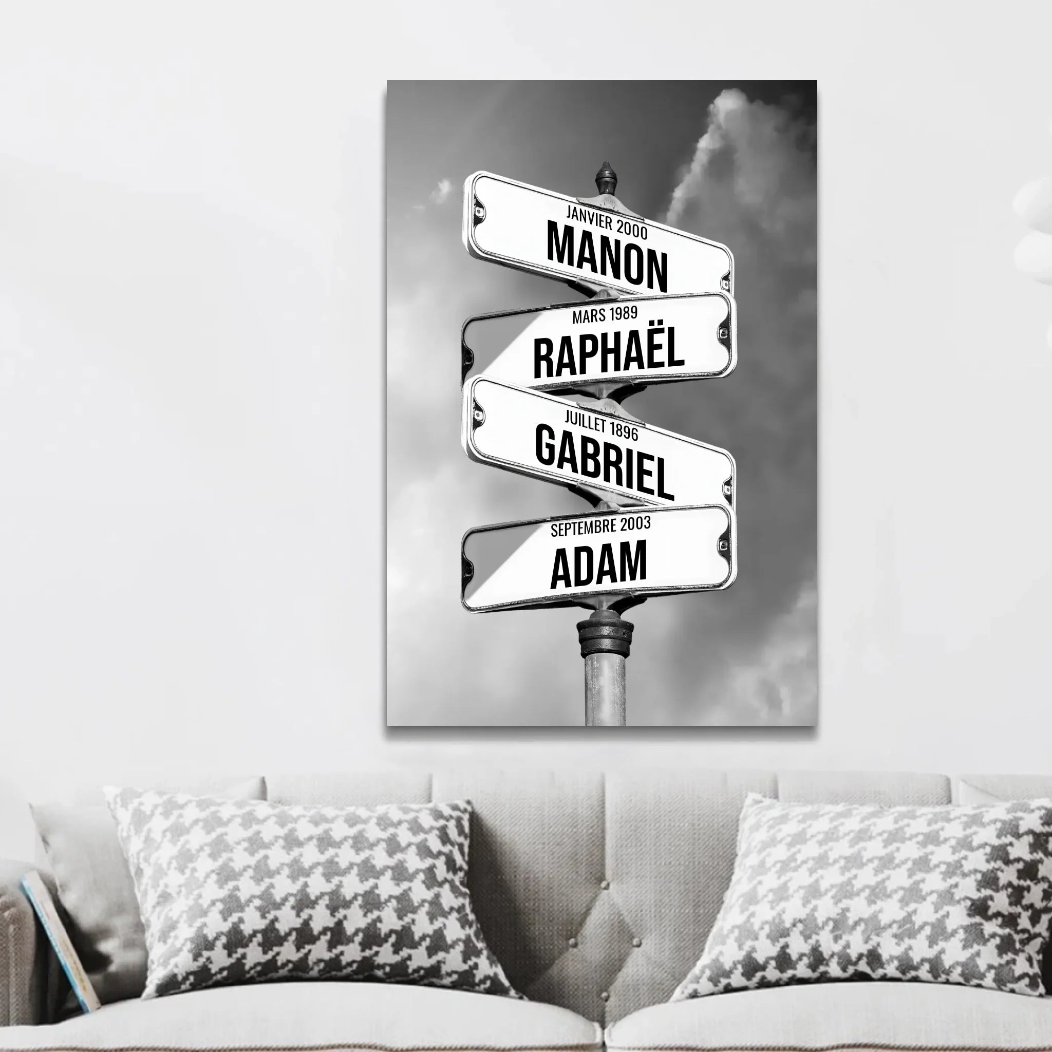 Toile personnalisée – Panneaux de rue avec noms de famille