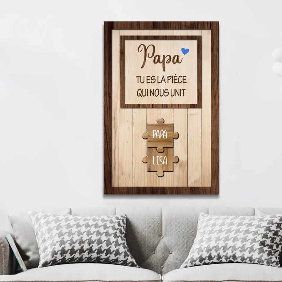 Toile personnalisée "Papa nous tient ensemble"