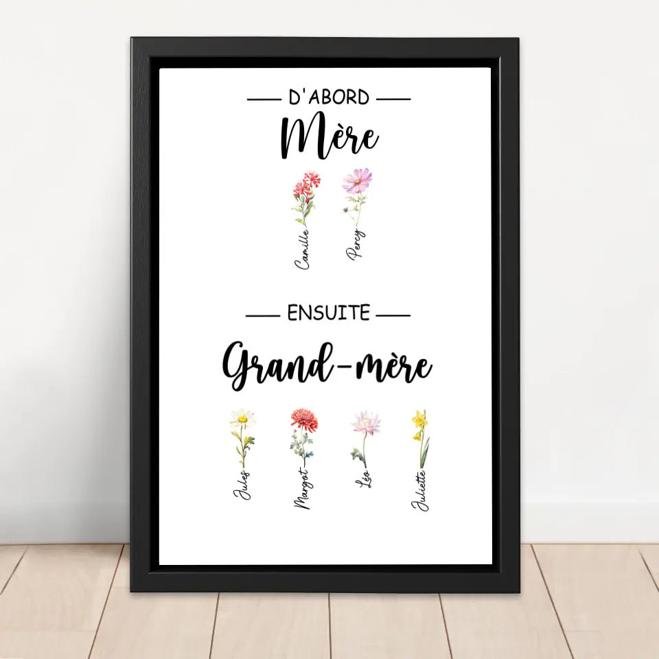 Toile personnalisée "D'abord maman, ensuite grand-mère"