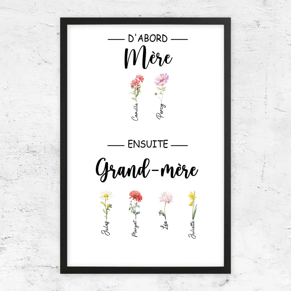 Poster personnalisé "D'abord maman, ensuite grand-mère"