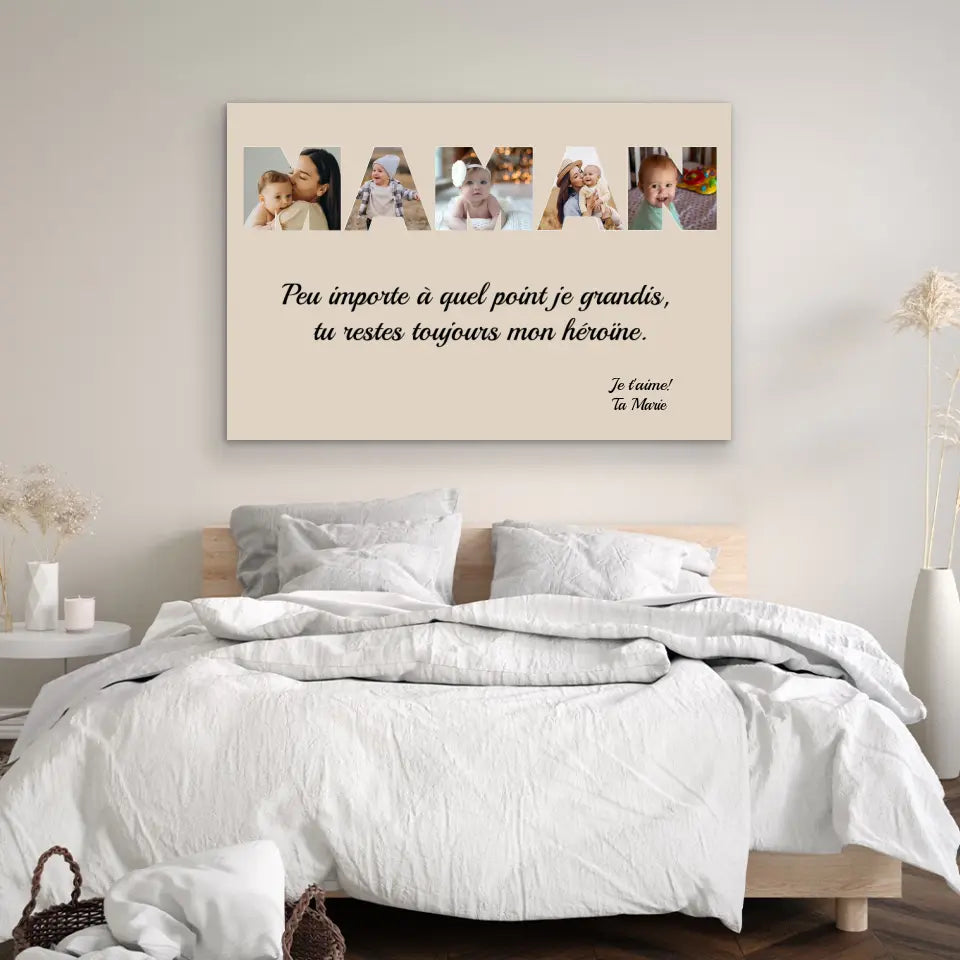 Toile personnalisée "Maman reste mon héroïne"