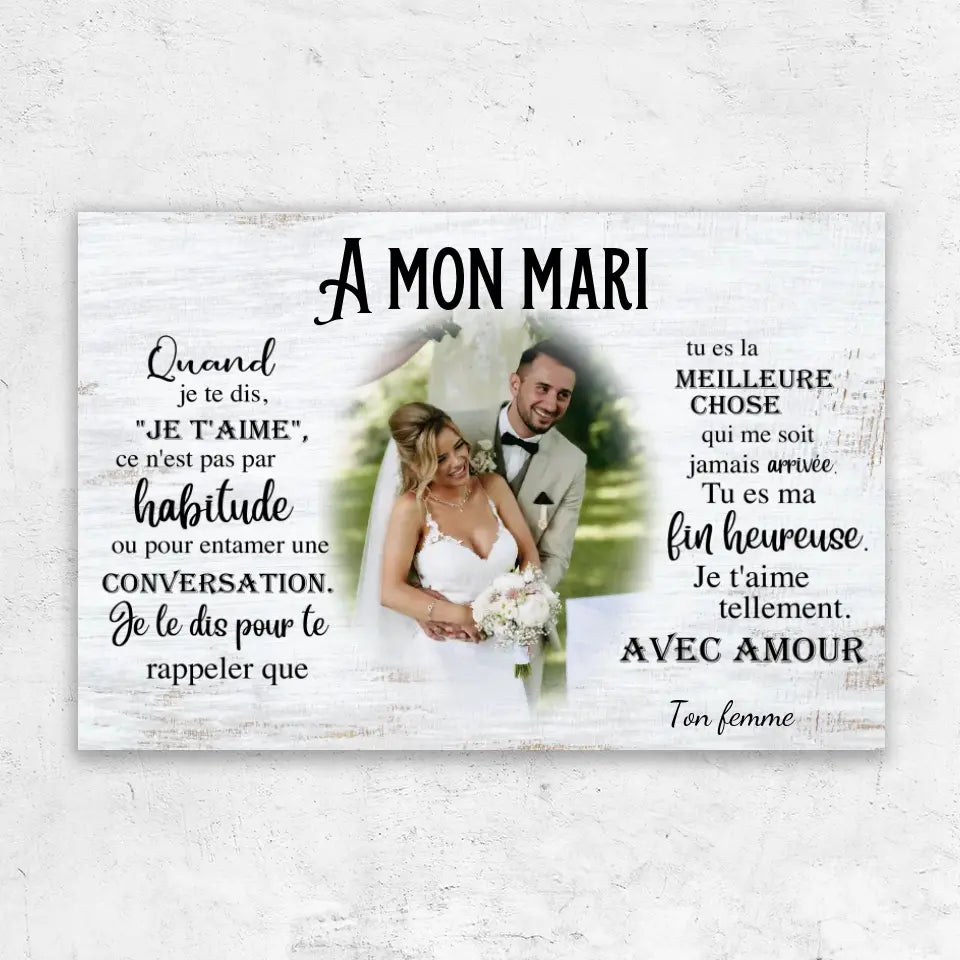 Toile personnalisée "A mon mari"