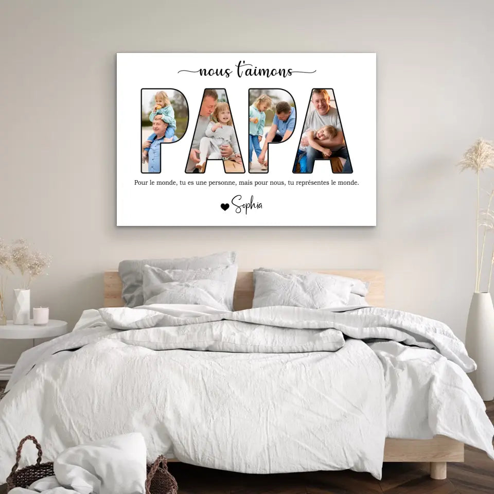 Toile personnalisée "Papa, on t'aime"