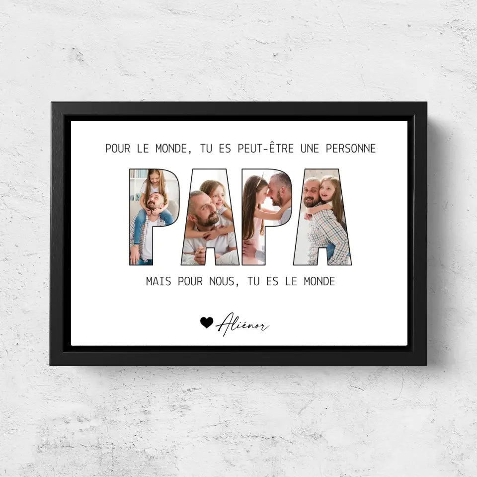 Toile personnalisée "Papa représente le monde pour nous"