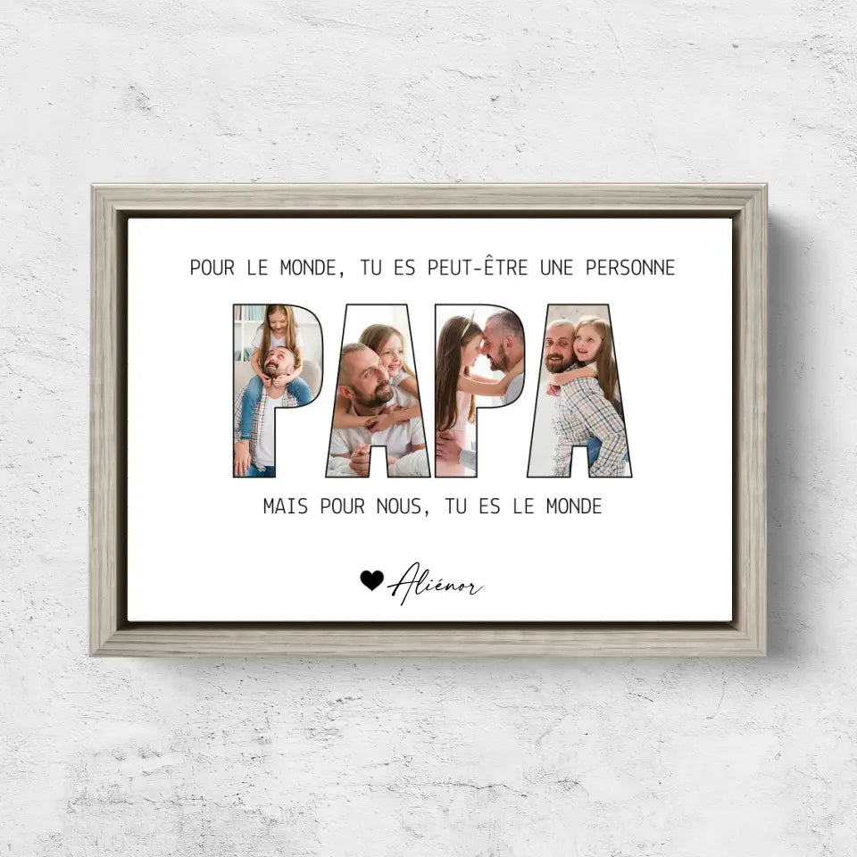 Toile personnalisée "Papa représente le monde pour nous"