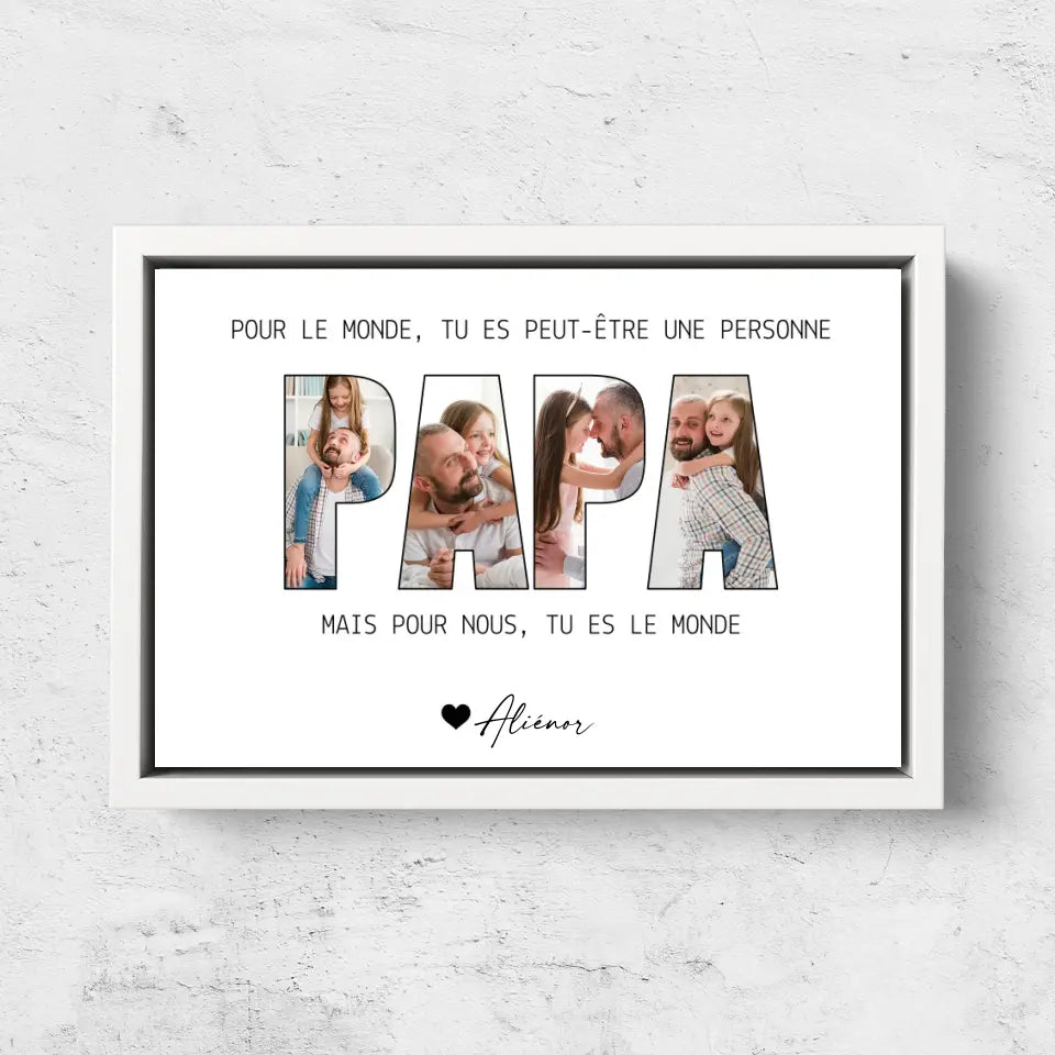 Toile personnalisée "Papa représente le monde pour nous"