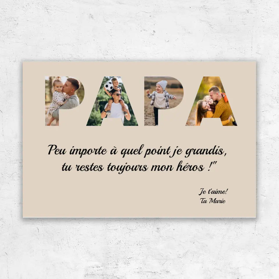 Poster personnalisé "Papa reste mon héros"