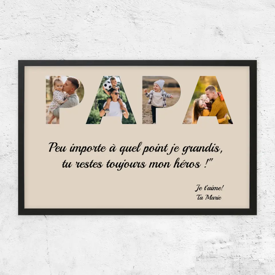 Poster personnalisé "Papa reste mon héros"